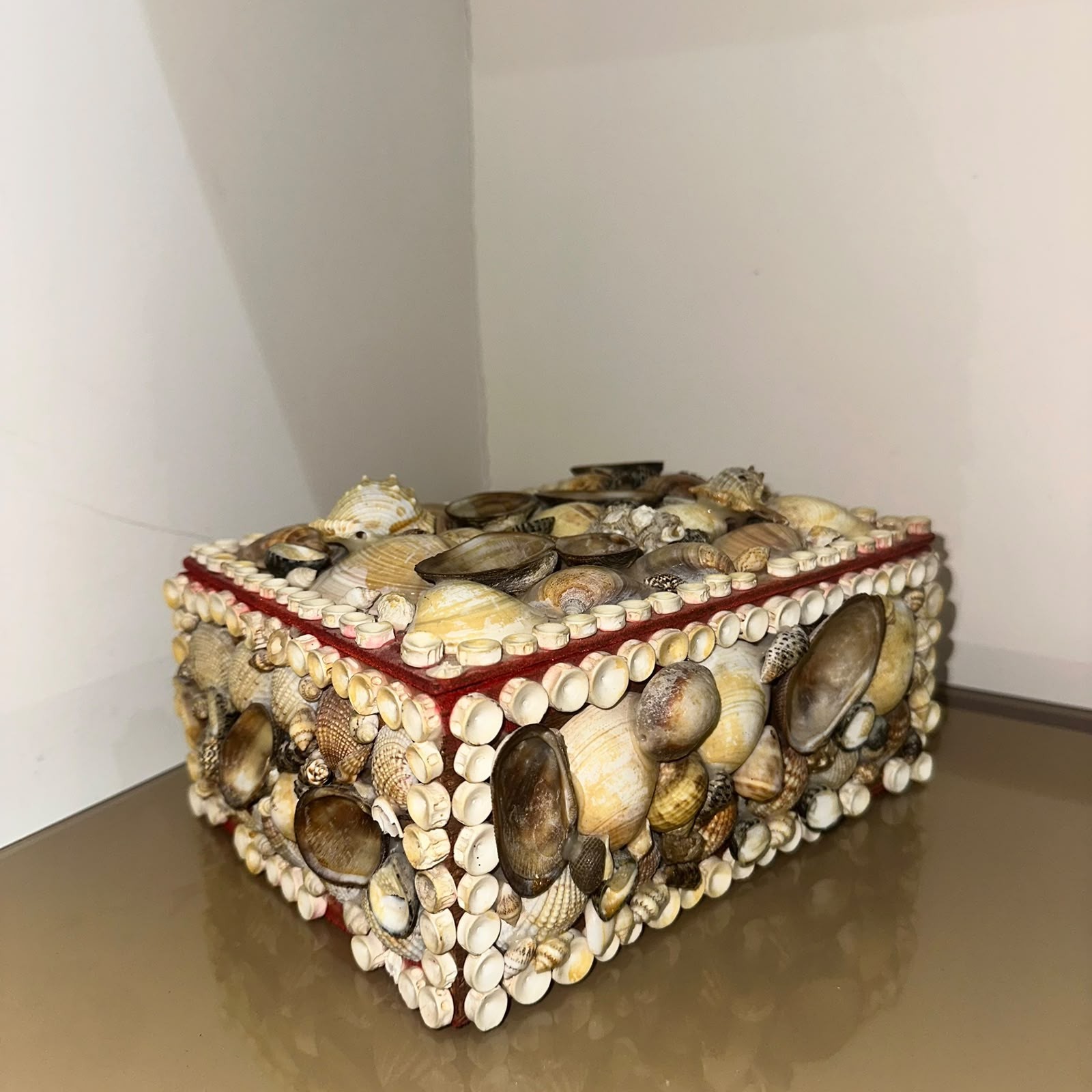 Vintage Sea Shell Trinket Box. Hand made, 15cm x 20cm x 10cm