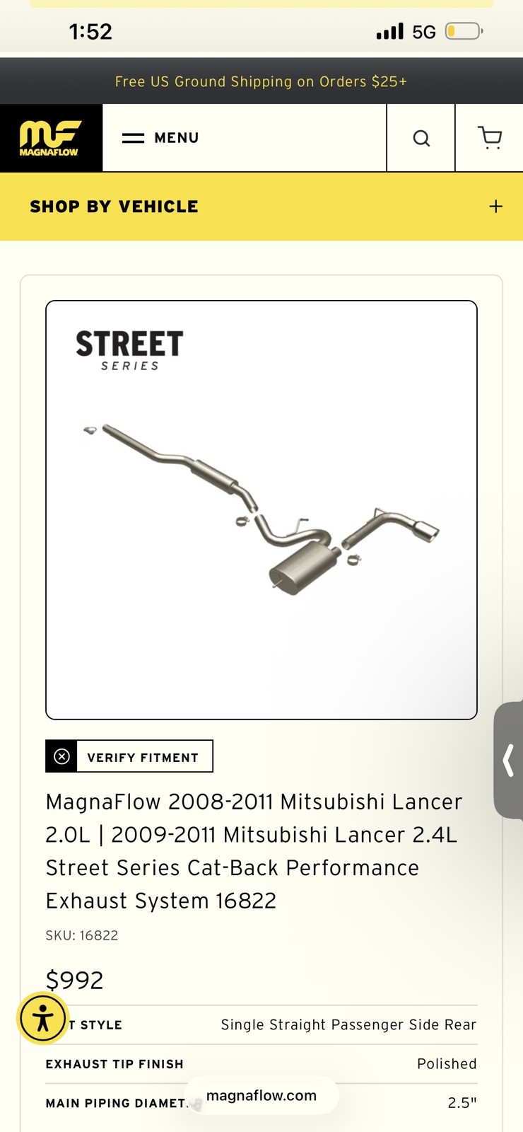MagnaFlow 16822-AN Fits 2008 2009 2010 2011 Mitsubishi Lancer Exhaust System Kit MagnaFlow 16822-AN Fits 2008 2009 2010 2011 Mitsubishi Lancer Exhaust System Kit