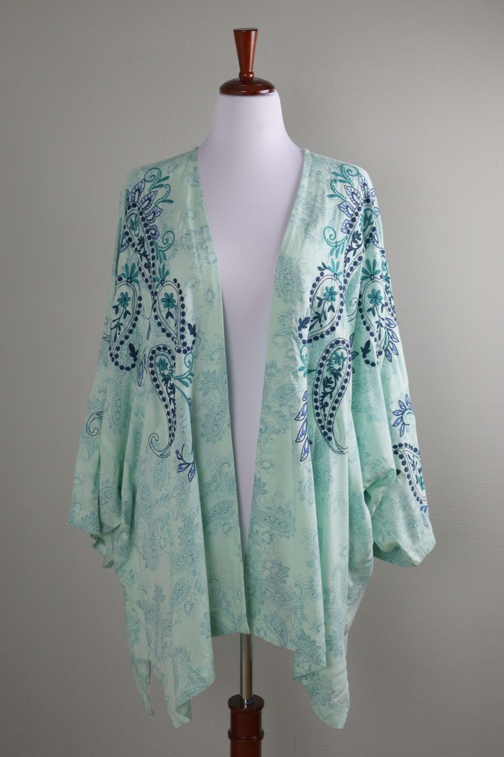 J.JILL NWT $119 Paisley Embroidered Kimono Jacket Top Size XL - 3XL - 1X - 3X