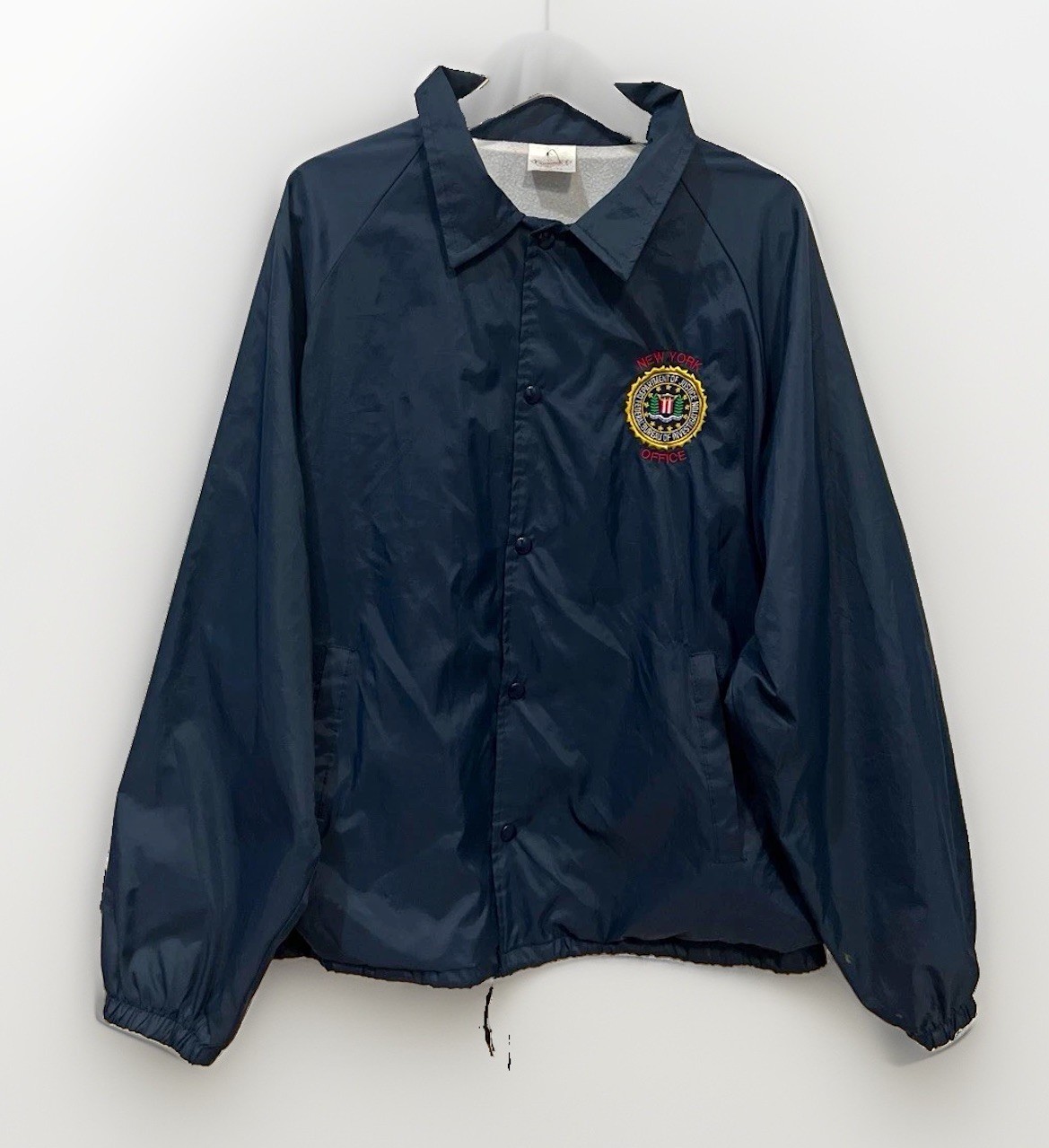 VTG 70-80’s Auburn DOJ FBI New York Office Navy Blue Windbreaker Jacket MEN’S XL