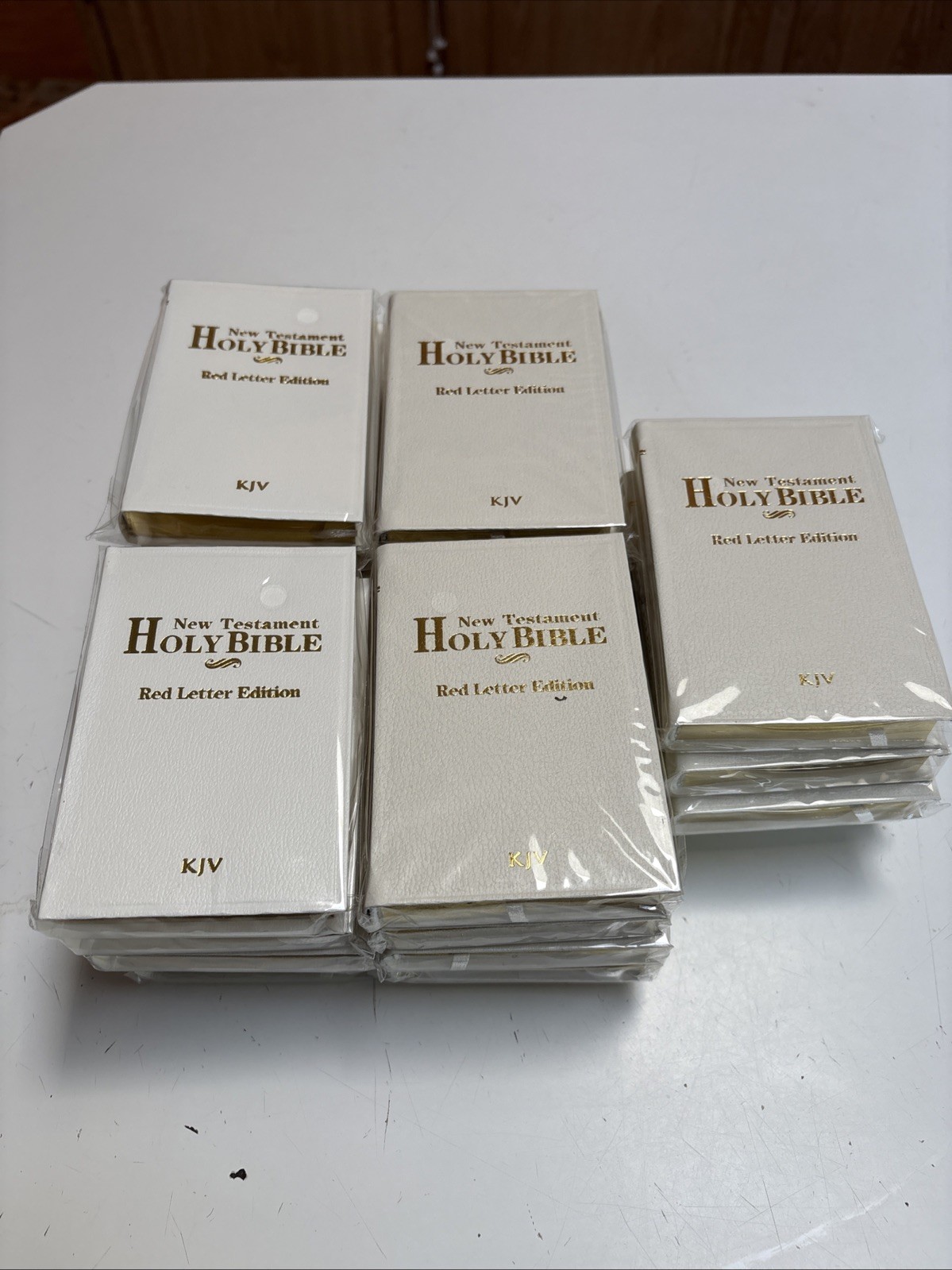 Mini Pocket Holy Bible New Testament KJV White Leatherette Lot of 25