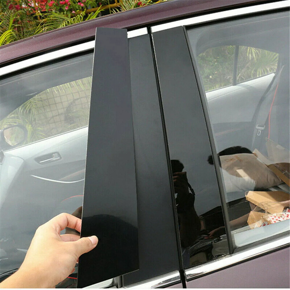 6 Pcs Auto Door Trim Pillar Posts Gloss Black Cover For 2005-2010 Honda Odyssey
