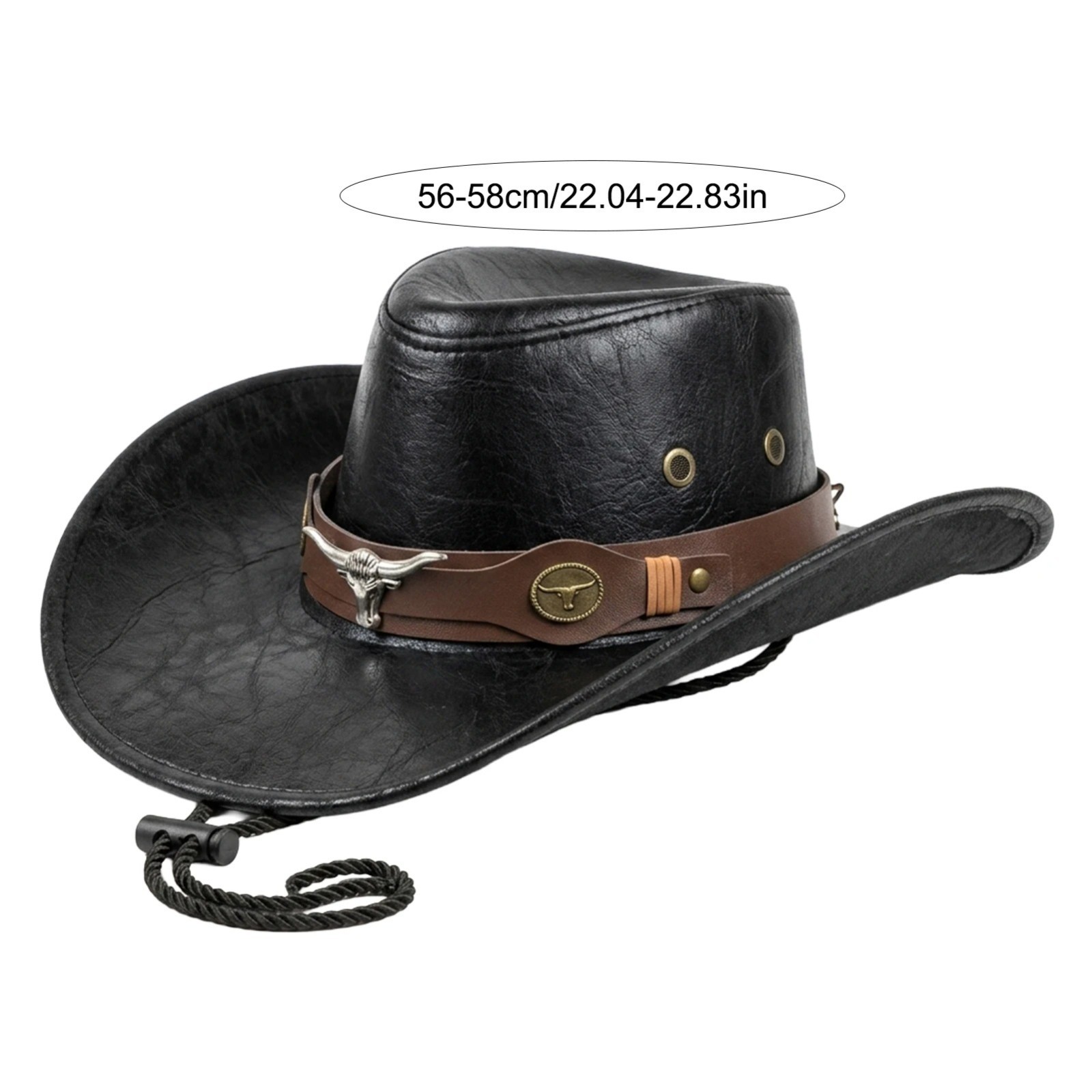 Unisex Vintage Faux Leather Western Cowboy Hat Wide Brim Cowgirl Sun Cap Unisex Vintage Faux Leather Western Cowboy Hat Wide Brim Cowgirl Sun Cap