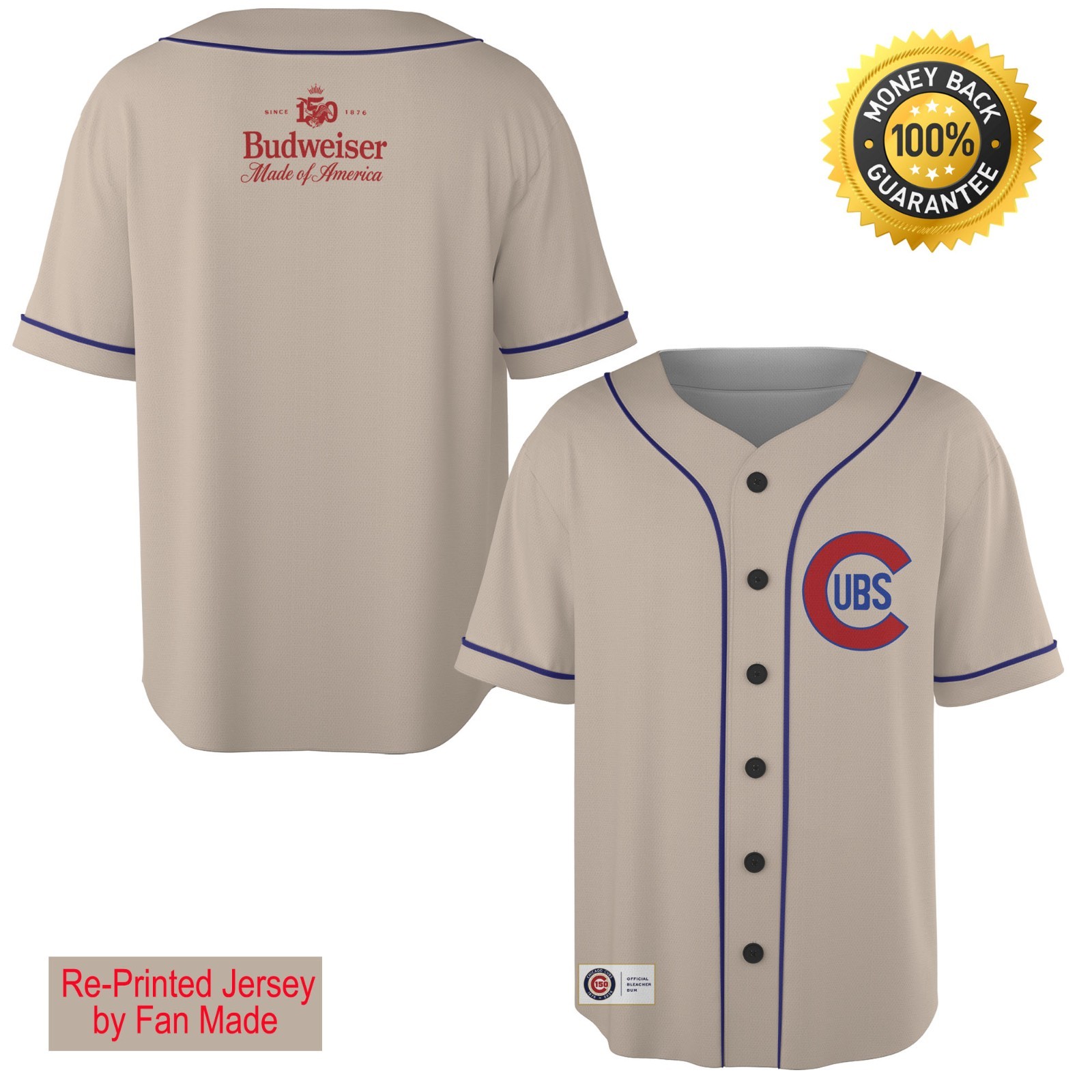 Custom Name Cubs 1930s Replica Giveaway Jersey Re Print - All Size