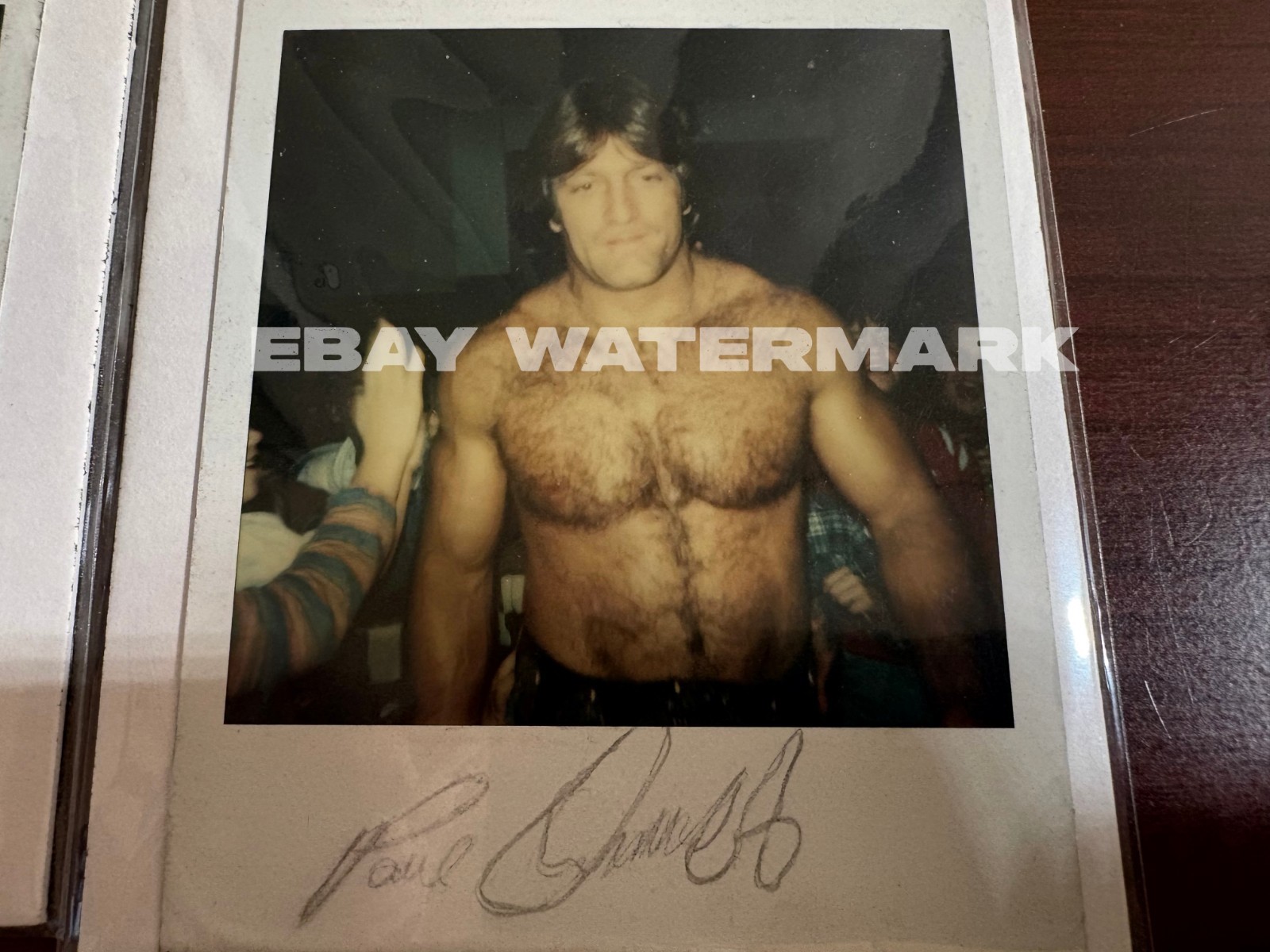 Lot of 2 vintage 1979 Polaroid wrestling photos of PAUL ORNDORFF One is SIGNED