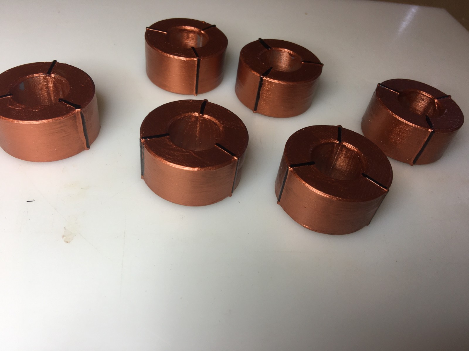 6 Painted Copper Spools/Reels For Flat Car, Gondola,Bulkhead Load ONLY HO Scale