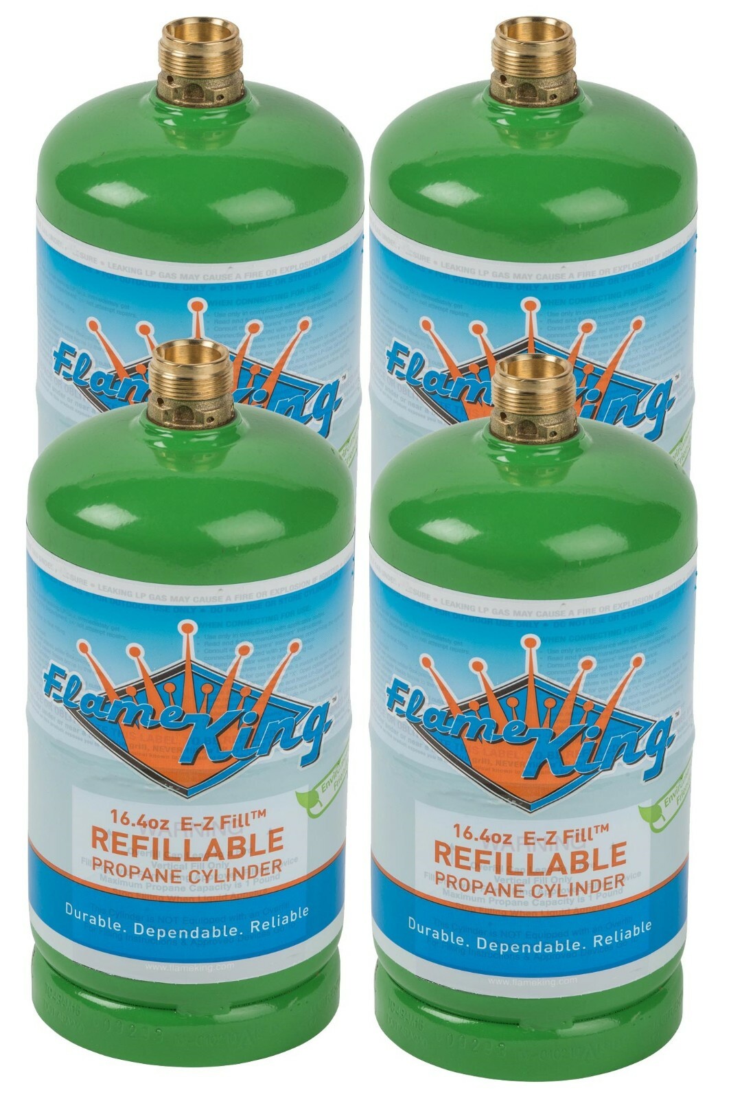 Flame King 4-Pack 1LB EMPTY Refillable Camping Propane Tank Cylinder 16.4 oz
