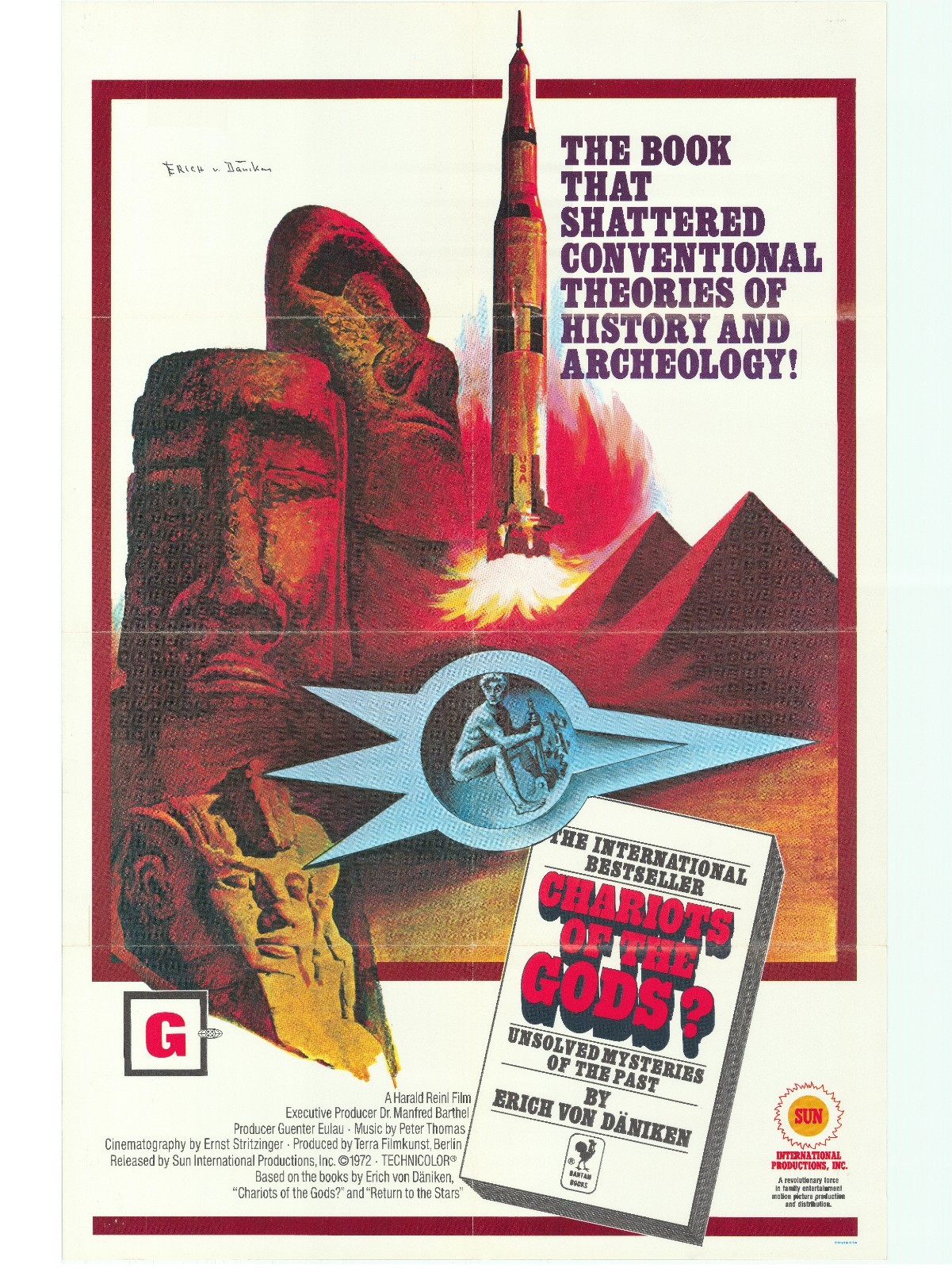 SIGNED Chariots of the Gods Original Theatrical Poster, 1972 Erich von Daniken SIGNED Chariots of the Gods Original Theatrical Poster, 1972 Erich von Daniken
