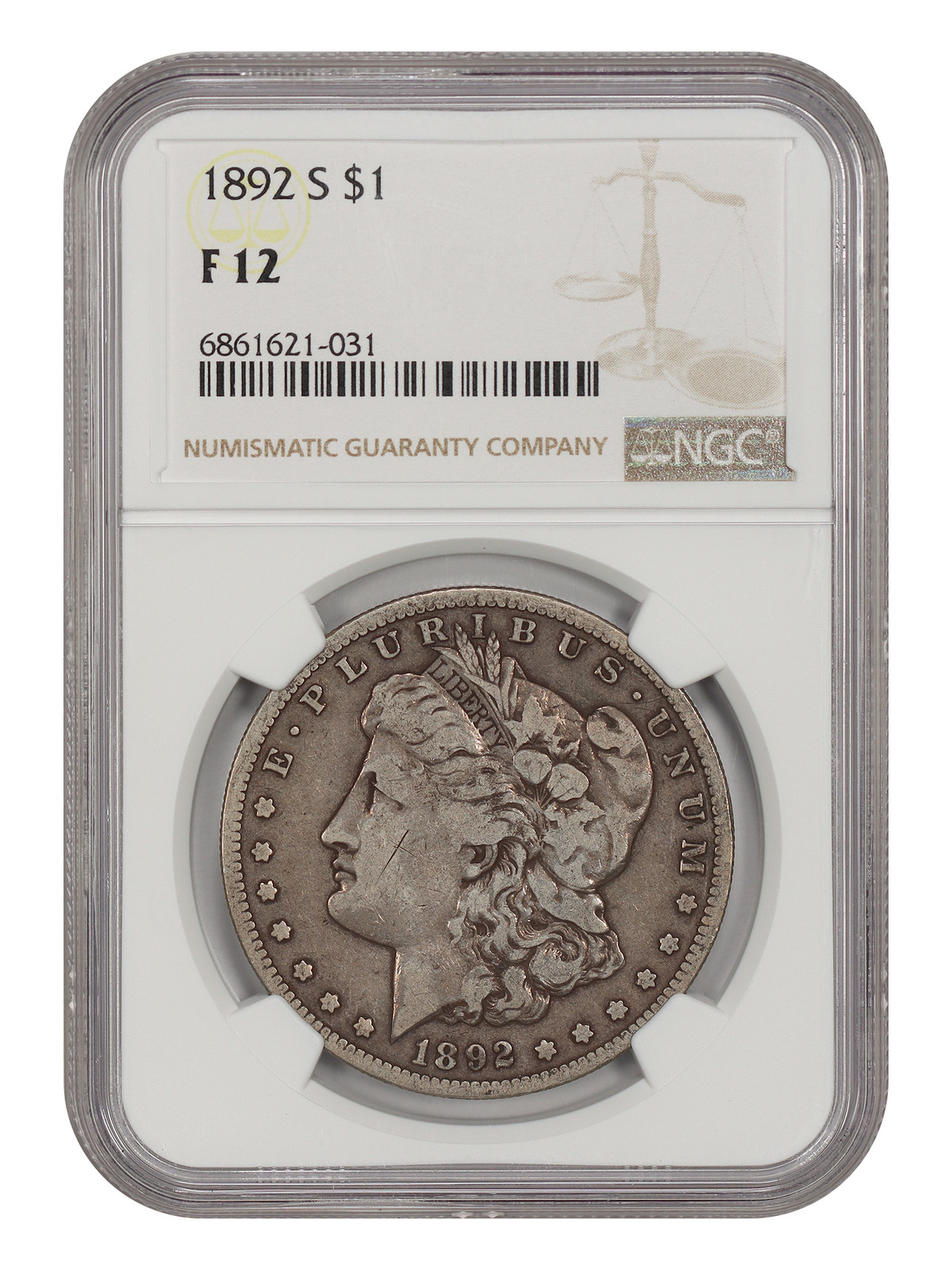 1892-S $1 NGC Fine 12 - Morgan Dollar - Scarce Date