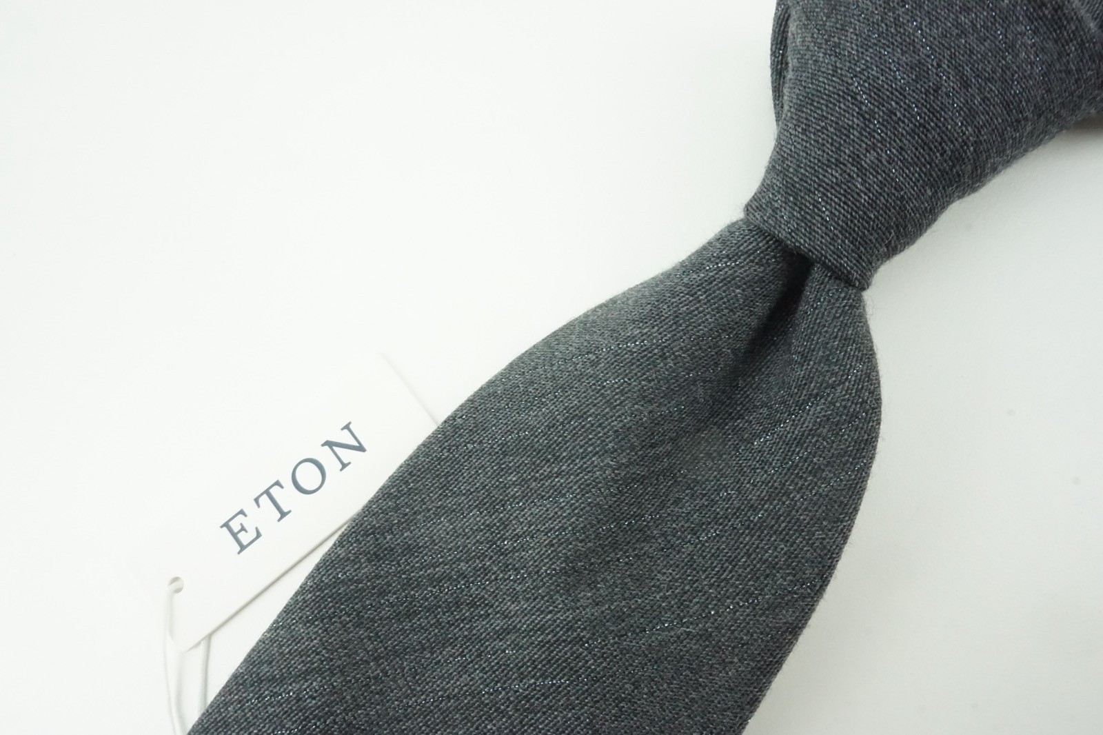 Eton Cloud Gray Tinsel Striped Silk Blend Tie Brand New With Tags