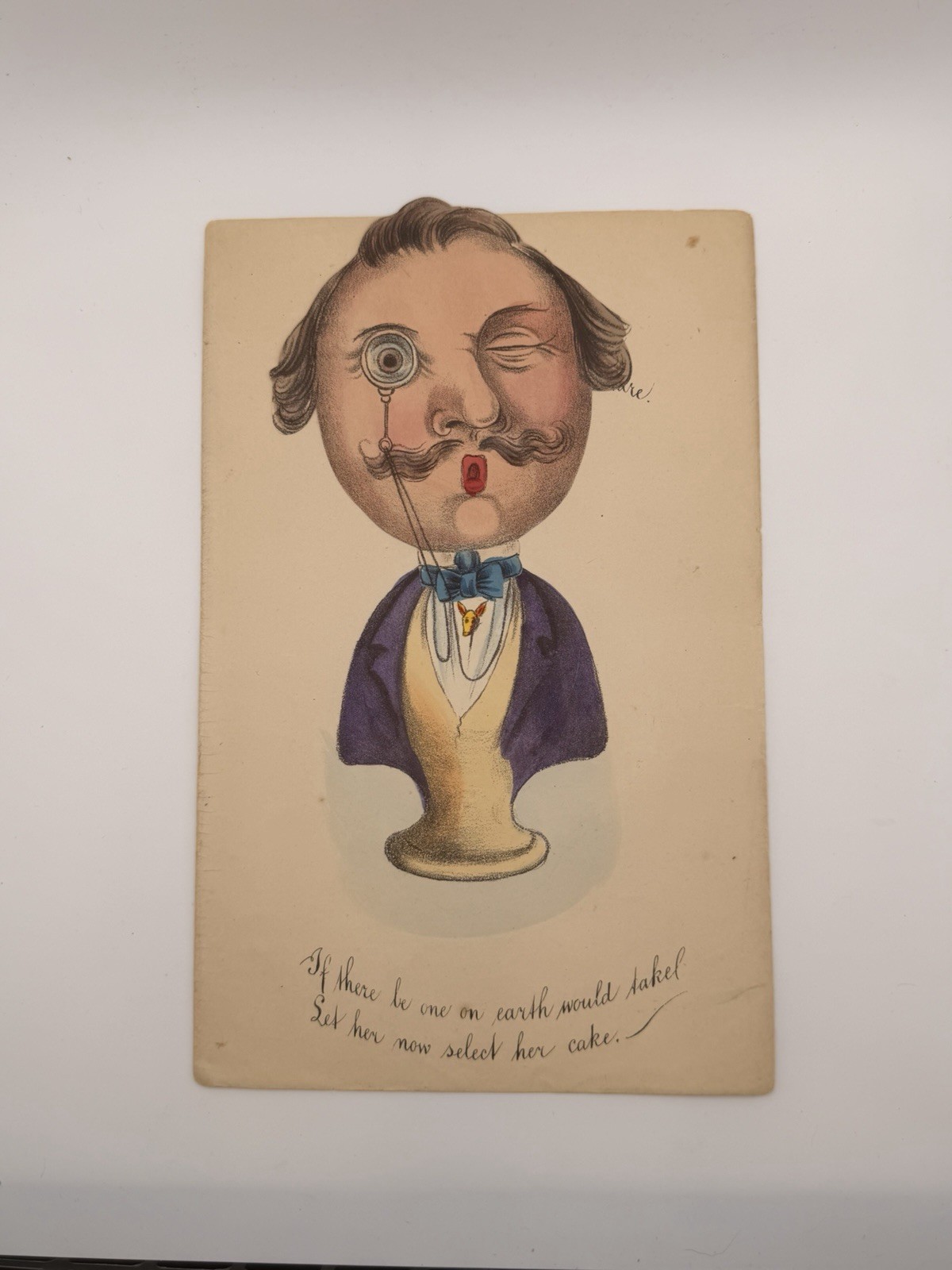 RARE 1800\'s MECHANCAL Hand-Colored MOCK Vinegar Valentine RARE 1800\'s MECHANCAL Hand-Colored MOCK Vinegar Valentine