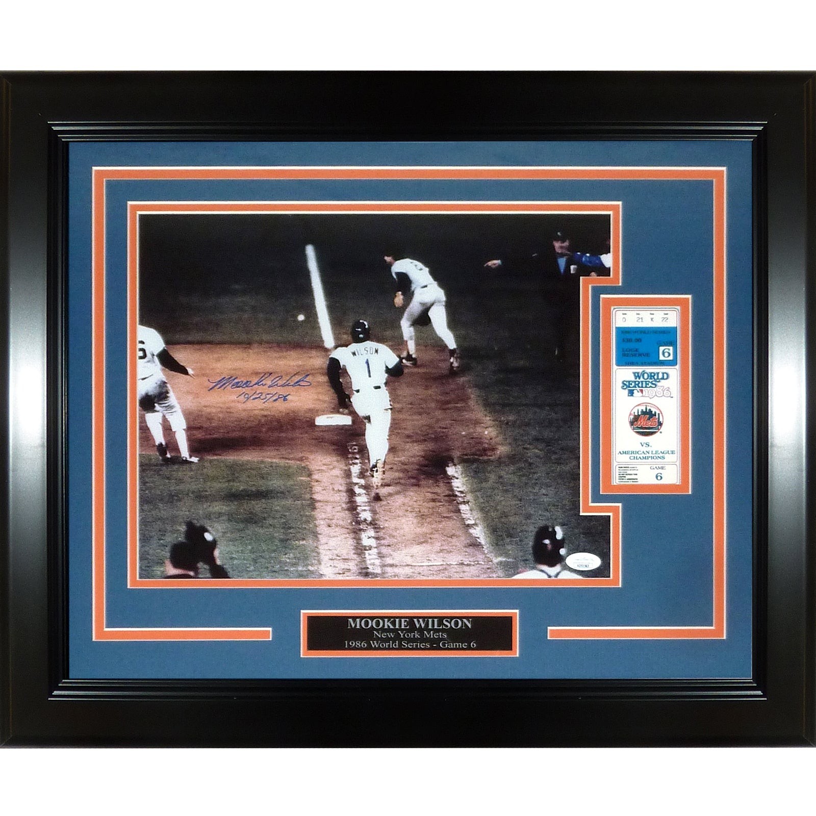 Mookie Wilson Autographed New York Mets (1986 World Series) Deluxe Framed 11x14 Mookie Wilson Autographed New York Mets (1986 World Series) Deluxe Framed 11x14