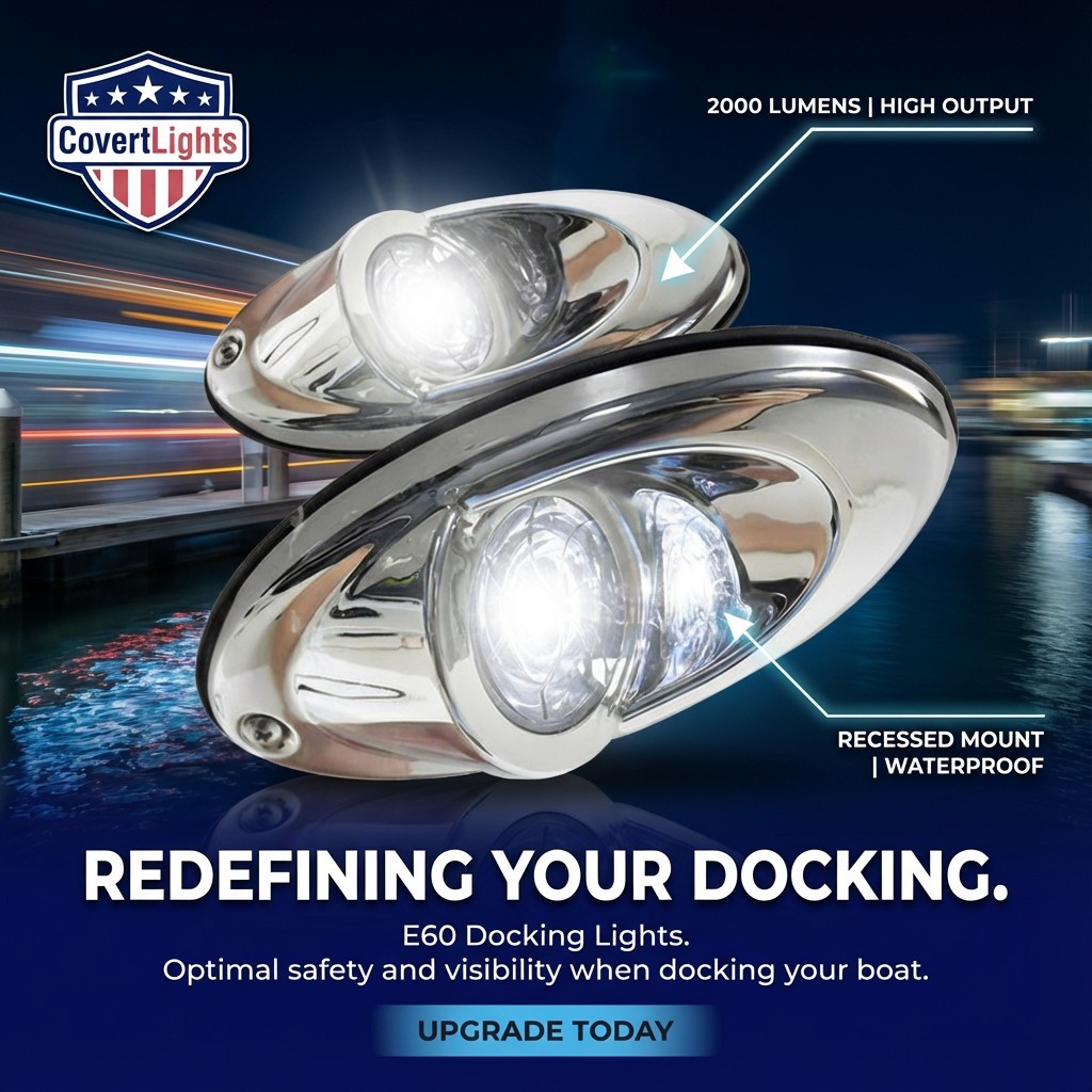 1 PAIR Marine Boat LED Recessed Mount High Output Docking Light 2000 Lumens Each 1 PAIR Marine Boat LED Recessed Mount High Output Docking Light 2000 Lumens Each