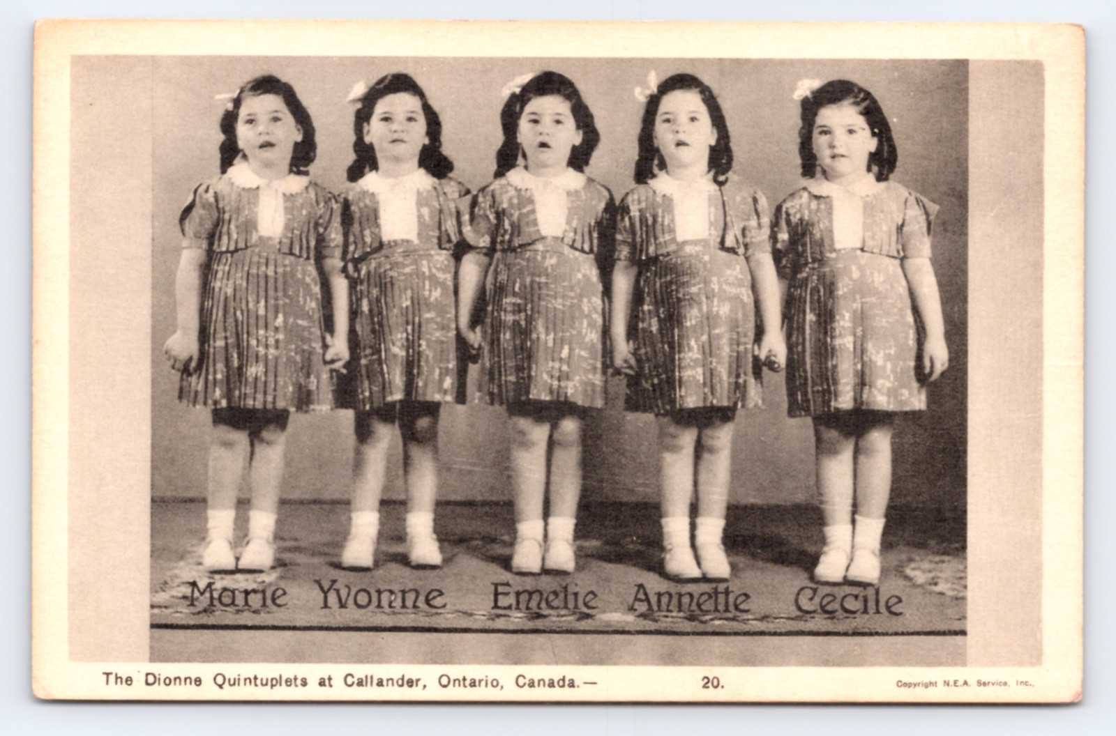c1936 Dionne Quintuplets Callander Ontario Canada Postcard Quintland Attraction