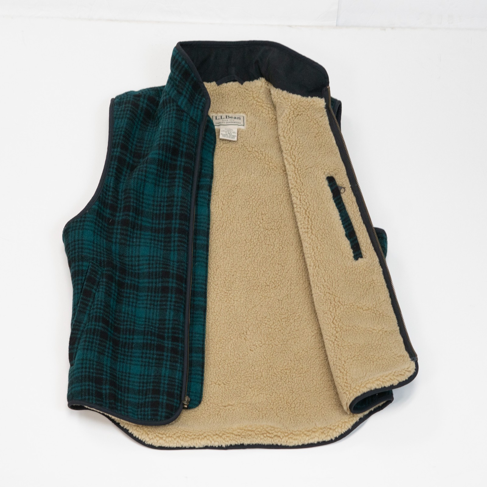 Vintage LL Bean Mackinaw Wool Plaid Vest Sherpa Hunting Size S Green Fleece Vintage LL Bean Mackinaw Wool Plaid Vest Sherpa Hunting Size S Green Fleece