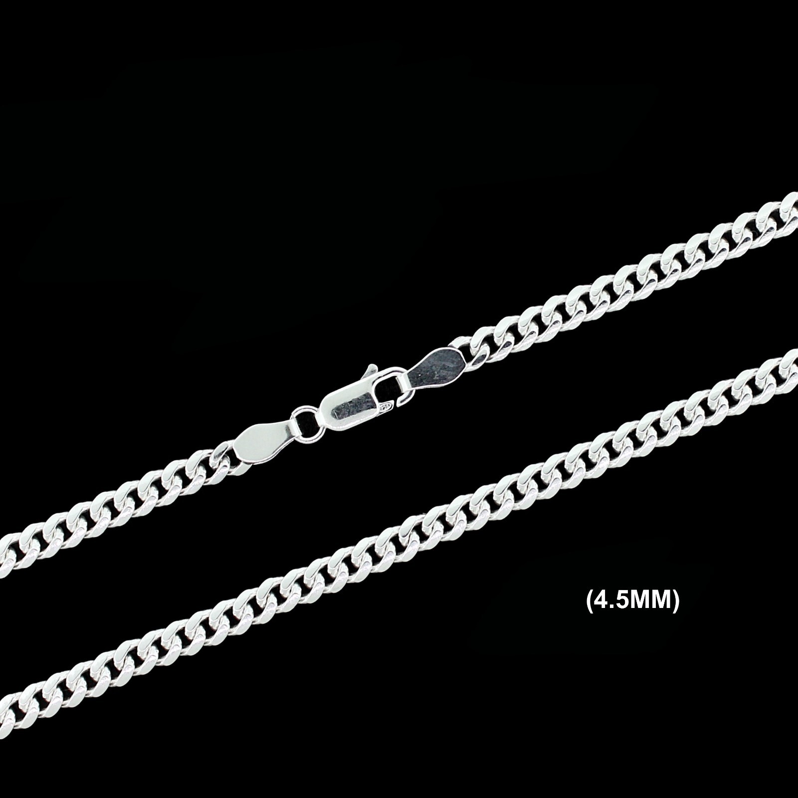 Mens 4.5mm Real 925 Solid Sterling Silver Miami Cuban Link Chain Necklace UNISEX Mens 4.5mm Real 925 Solid Sterling Silver Miami Cuban Link Chain Necklace UNISEX