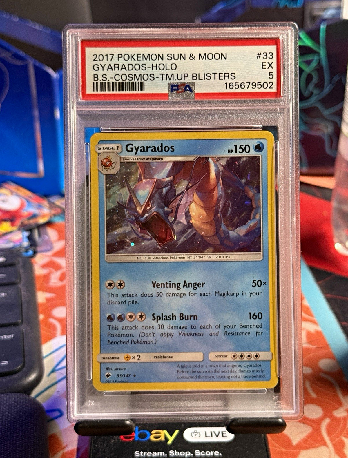PSA 5 2017 Pokemon TCG Blister Exclusives Gyarados EX 033/147 Cosmos Holo Pop 2 PSA 5 2017 Pokemon TCG Blister Exclusives Gyarados EX 033/147 Cosmos Holo Pop 2