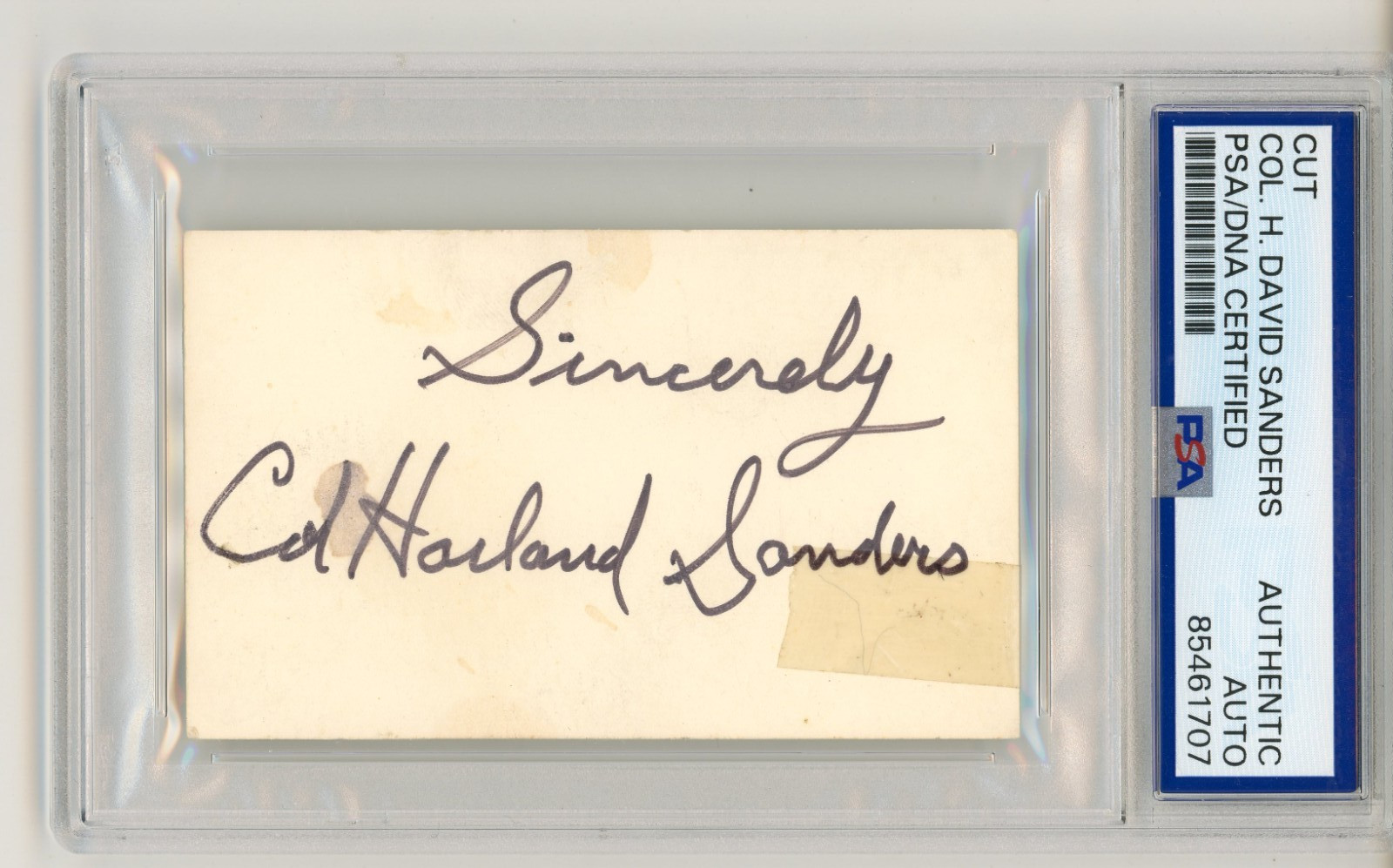 Colonel Harland Sanders ~ Signed Autographed KFC Col ~ PSA DNA Encased