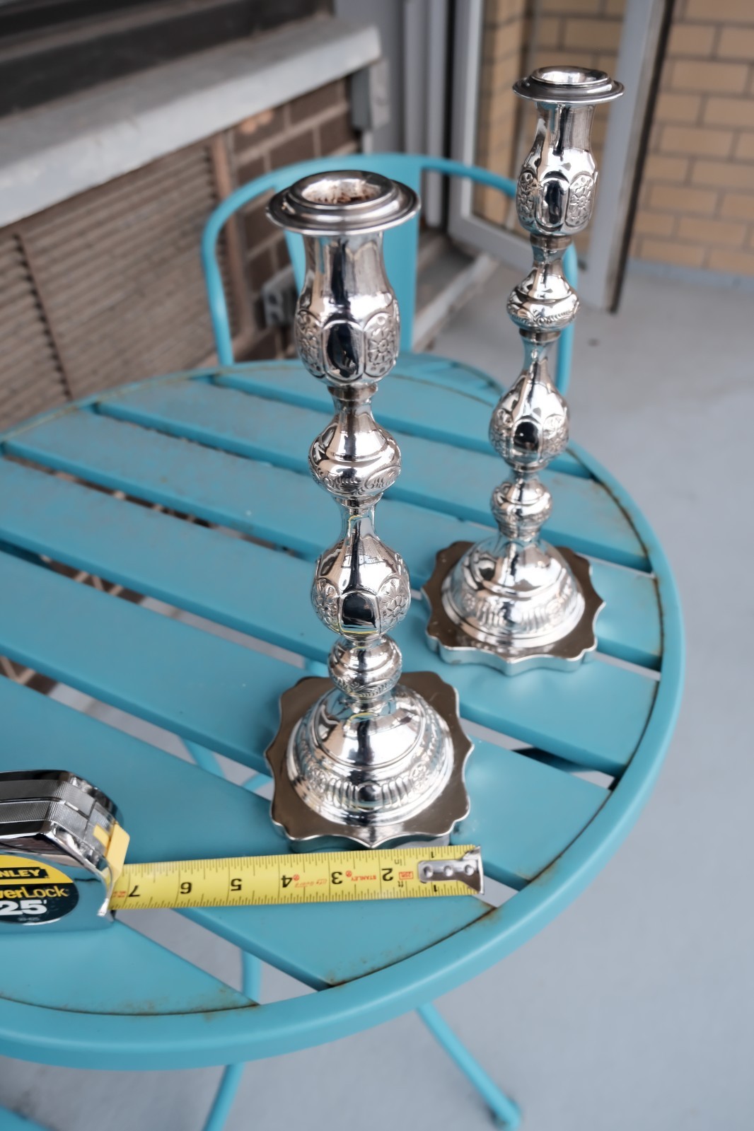 Portuguese Hand Crafted Silver Candlesticks late 18th Century \ Portuguese Hand Crafted Silver Candlesticks late 18th Century \