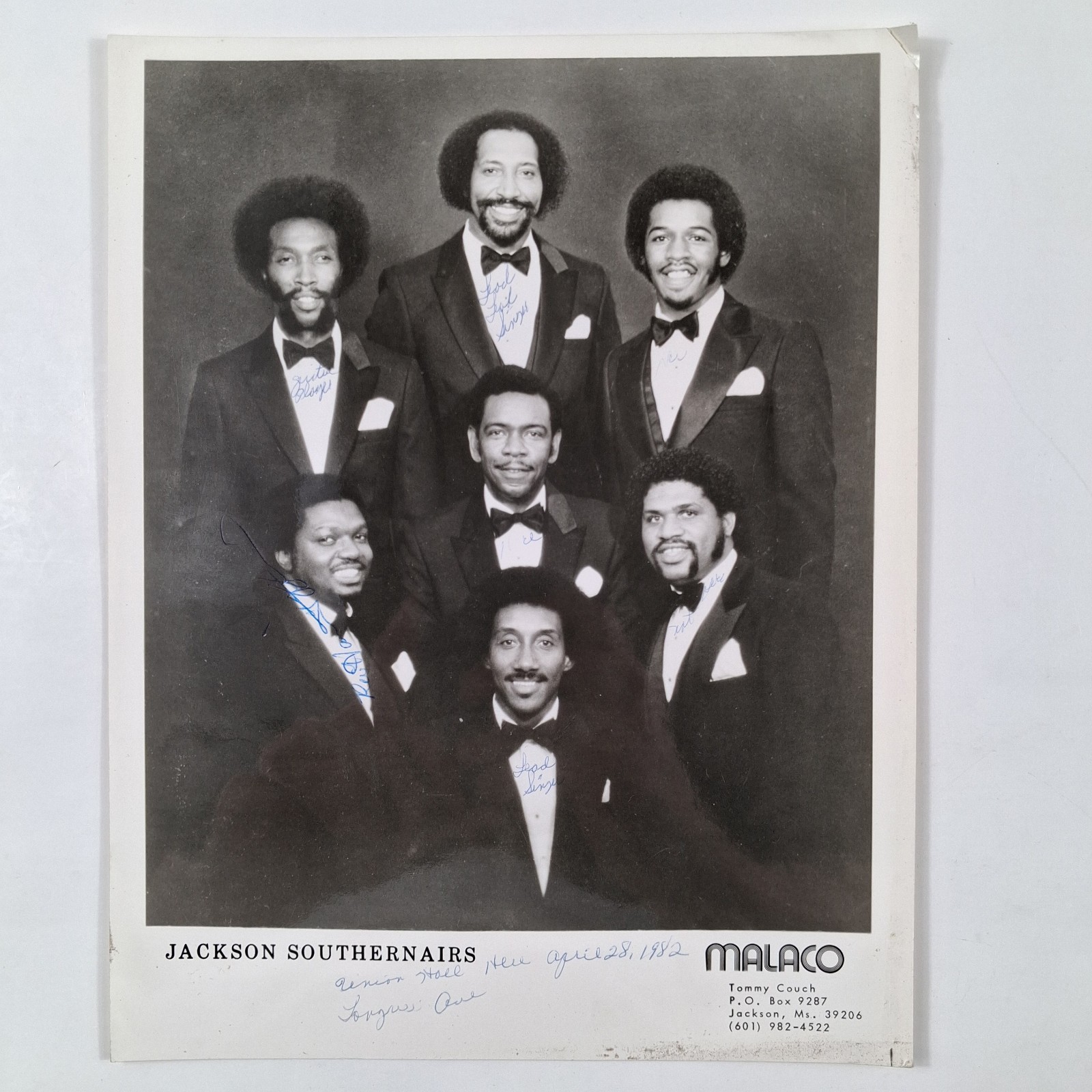 Jackson Southernaires Autographed Promo Photo 1982 Malaco Records Gospel Vintage