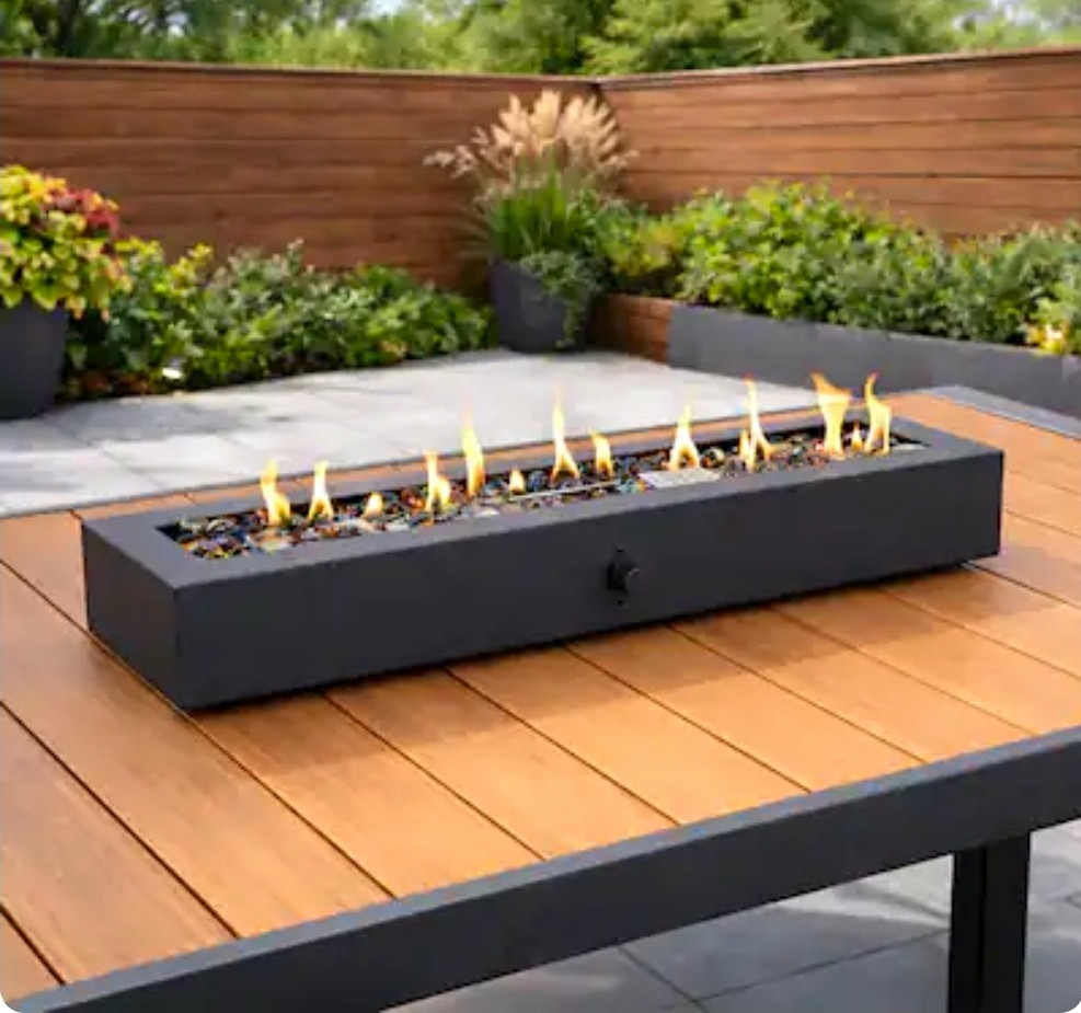 40,000 BTU Gas Tabletop Fire Pit Insert, Black Rectangular 28x7x3.94\