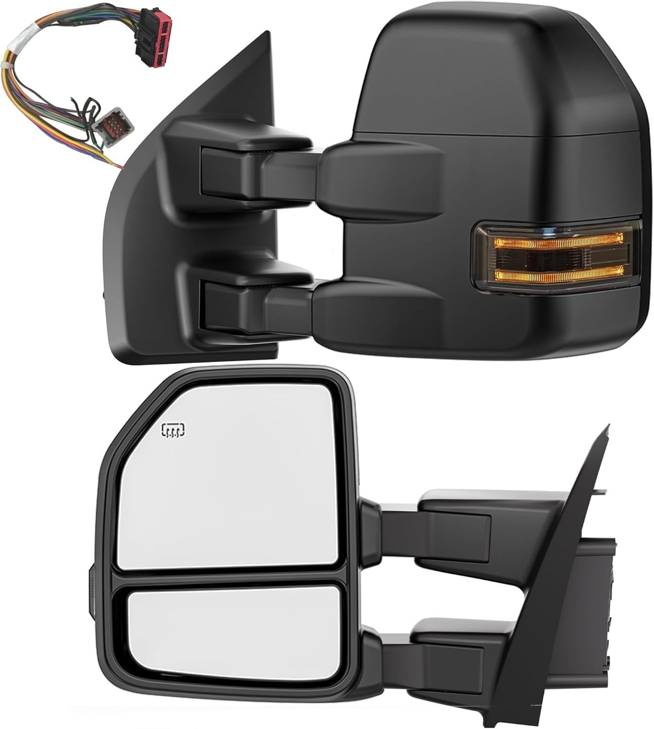 Pair Towing Mirrors For 2015-2020 Ford F-150 Pickup Power Heated Temp Sensor Pair Towing Mirrors For 2015-2020 Ford F-150 Pickup Power Heated Temp Sensor