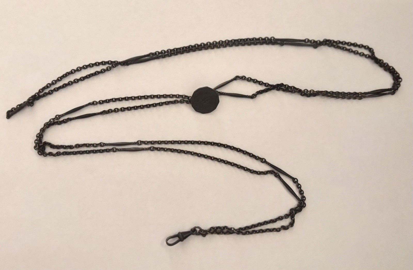 WWI Berlin Iron Muff Chain c.1916 – Sliding Medal, 65” Length 