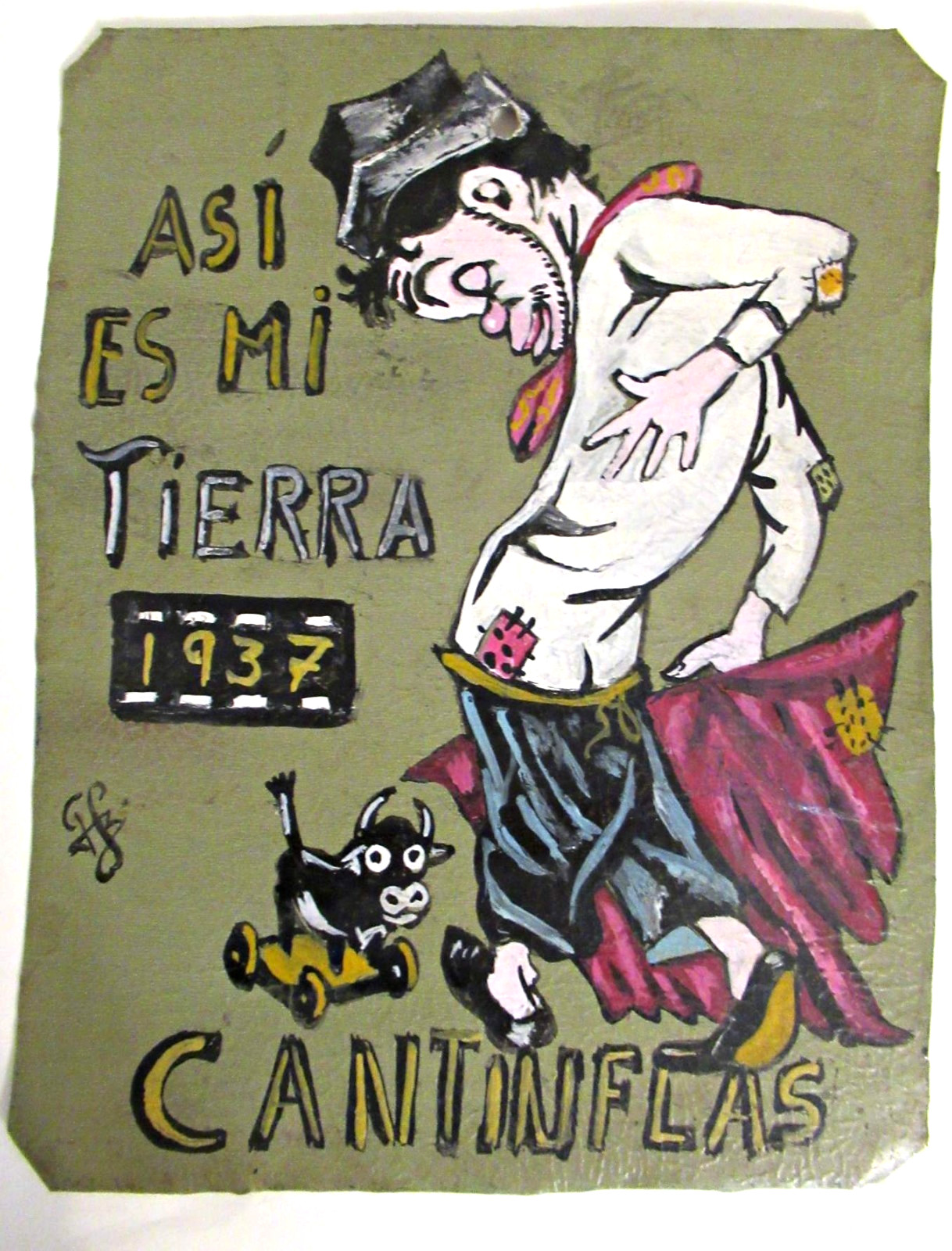 VTG HP MEXICAN TIN RETABLO MEXICAN SUPER STAR CANTINFLAS: his 1st 1937 film