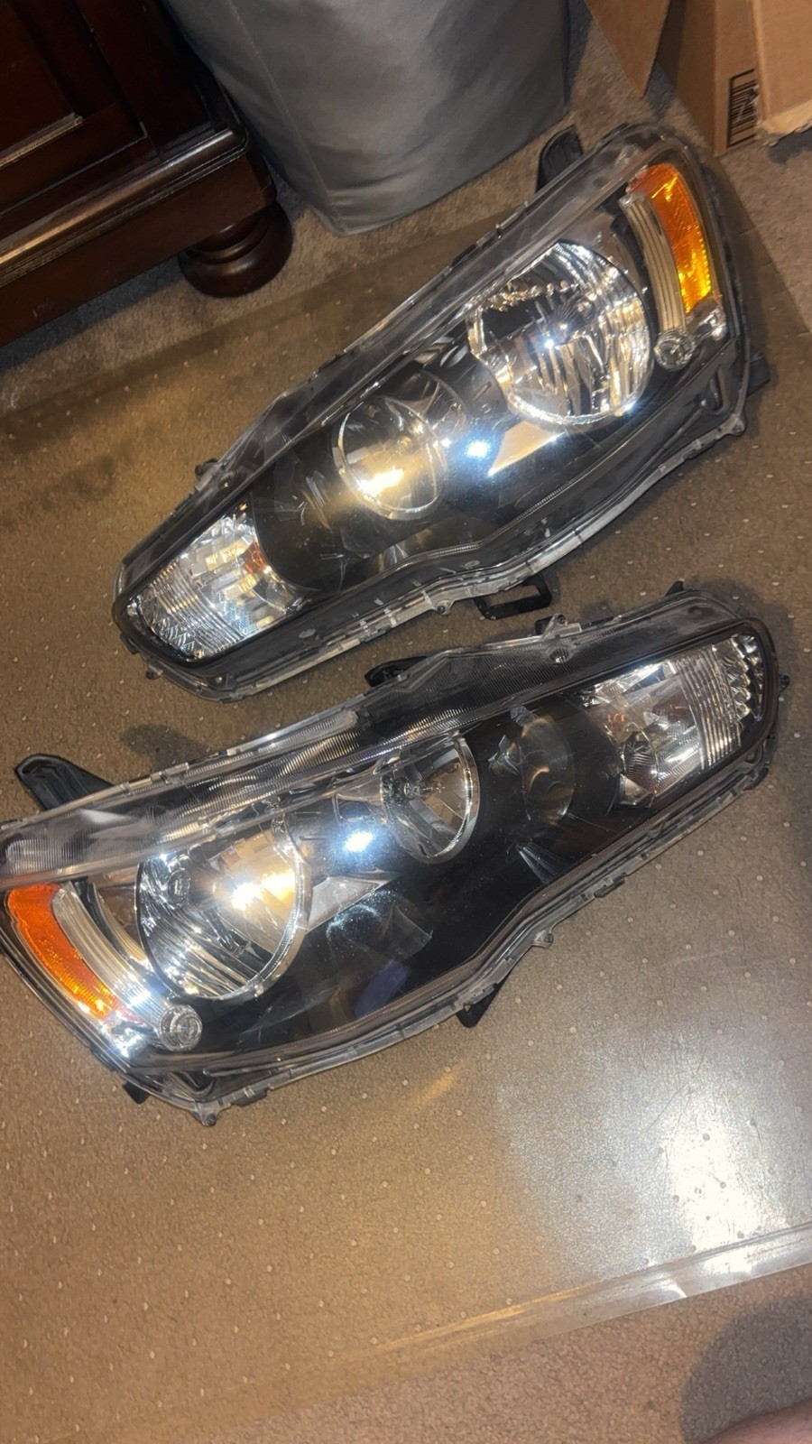 2008-2015 Lancer Evolution 10 Evo X Driver Passenger Headlight Set OEM HID LH RH