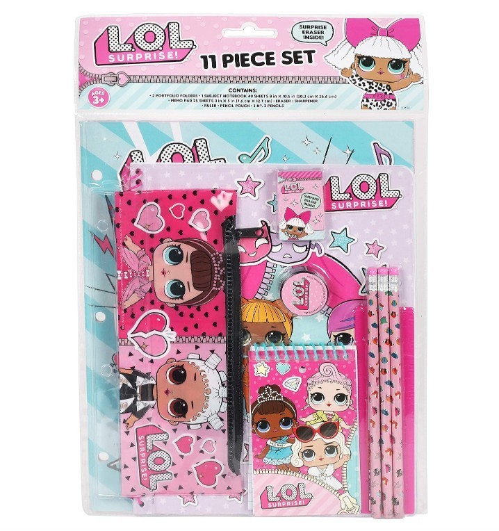 LOL Surprise 11 Piece Stationery Set School Supplies Pouch Notebook Licensed LOL Surprise 11 Piece Stationery Set School Supplies Pouch Notebook Licensed