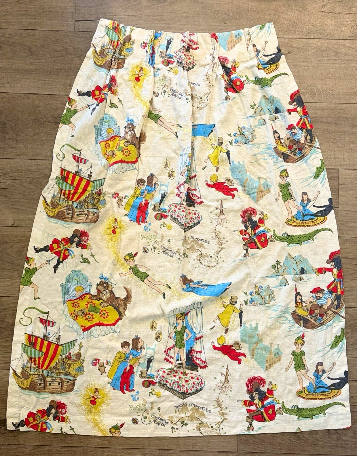 1950s Disney Peter Pan Neverland Curtain Panels - Barkcloth - (read description) 1950s Disney Peter Pan Neverland Curtain Panels - Barkcloth - (read description)