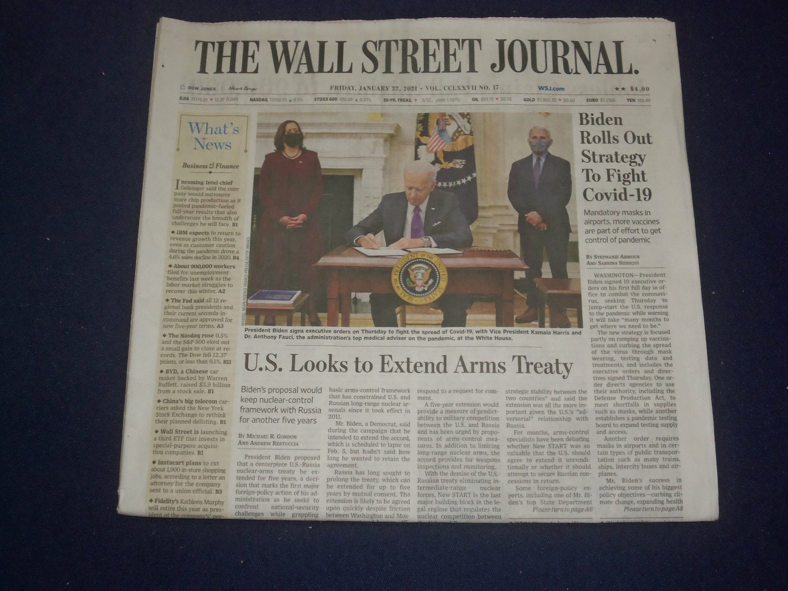 2021 JANUARY 22 THE WALL STREET JOURNAL -BIDEN ROLLS OUT STRATEGY TO FIGHT VIRUS