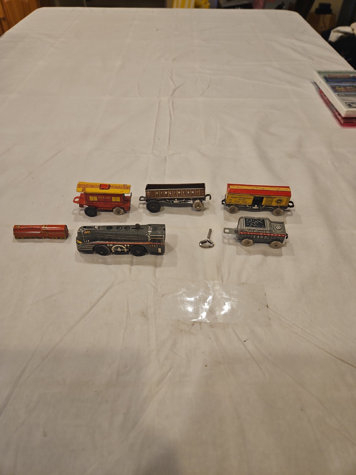 Vintage 1940s Marx Marxlines Trailblazer Tin Wind Up Toy Train Set Engine Cars Vintage 1940s Marx Marxlines Trailblazer Tin Wind Up Toy Train Set Engine Cars