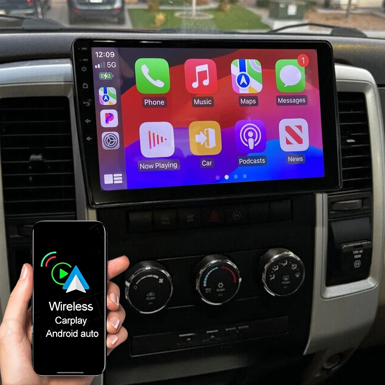 For 2009-2012 Dodge RAM 1500 2500 3500 GPS Stereo CarPlay Radio 64G 10.1 For 2009-2012 Dodge RAM 1500 2500 3500 GPS Stereo CarPlay Radio 64G 10.1