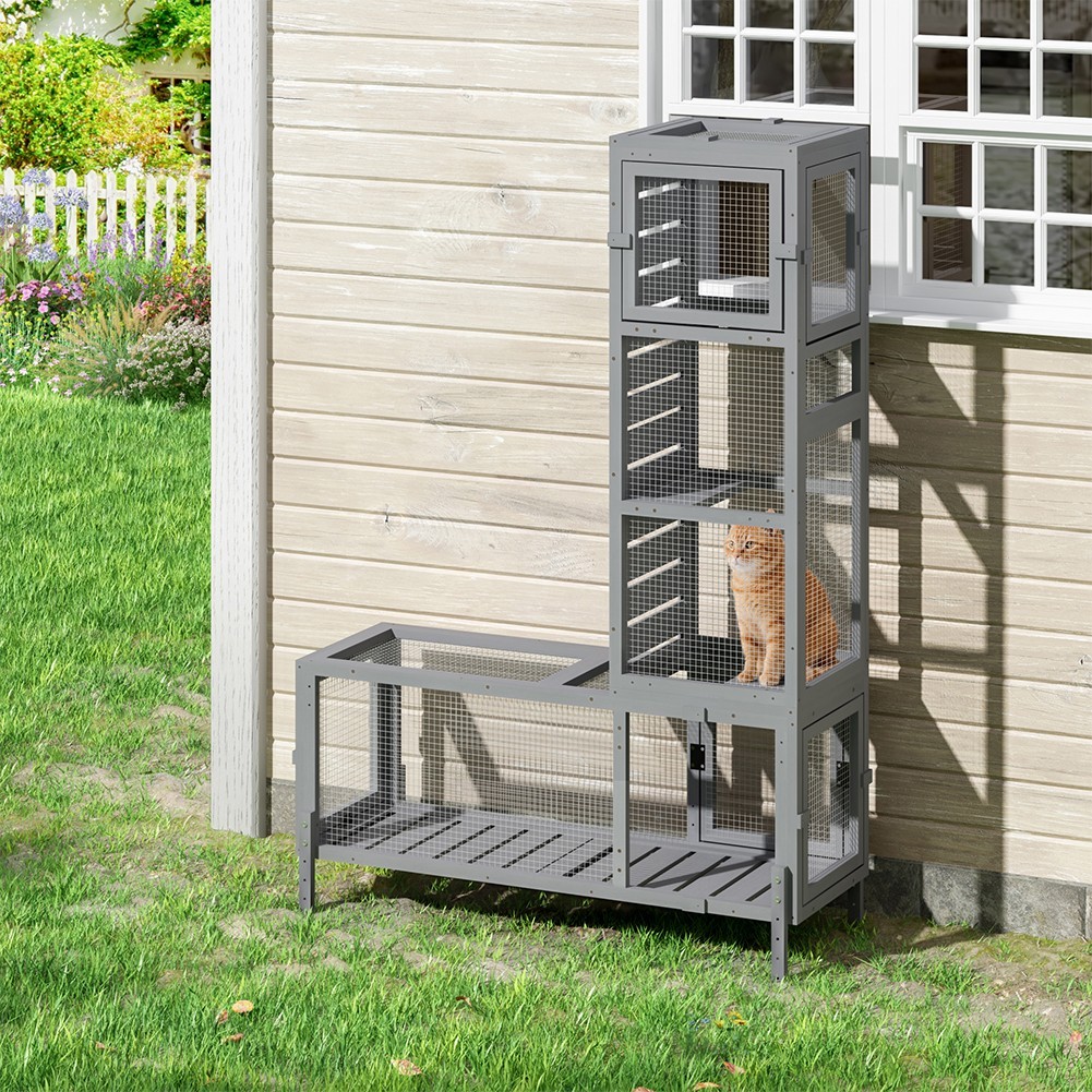 COZIWOW Wooden Cat Play Tunnel with Platforms | Multi-Combination Cat Run COZIWOW Wooden Cat Play Tunnel with Platforms | Multi-Combination Cat Run