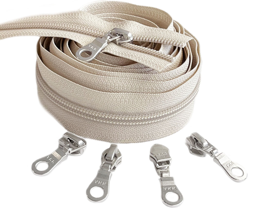 Continuous Chain Zipper YKK #5 Nylon Coil by The Yard - Donut Pull Make-A-Zipper