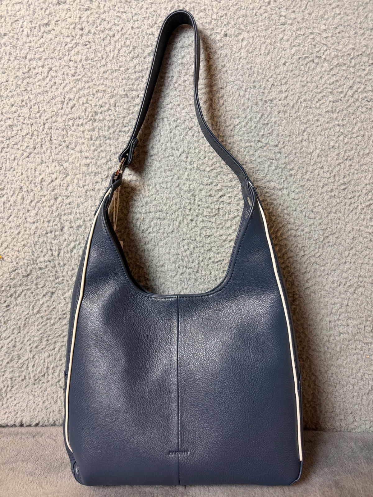 Hammitt Tim Med Handbag Nautical Navy Hobo Shoulder Bag White Trim Silver Tone