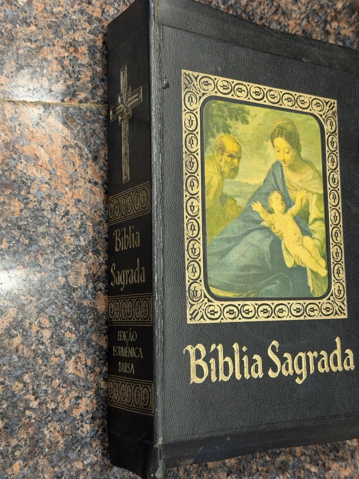 VINTAGE 1974 Portuguese ecumenical edition of Bíblia Sagrada Leather Gold Pages