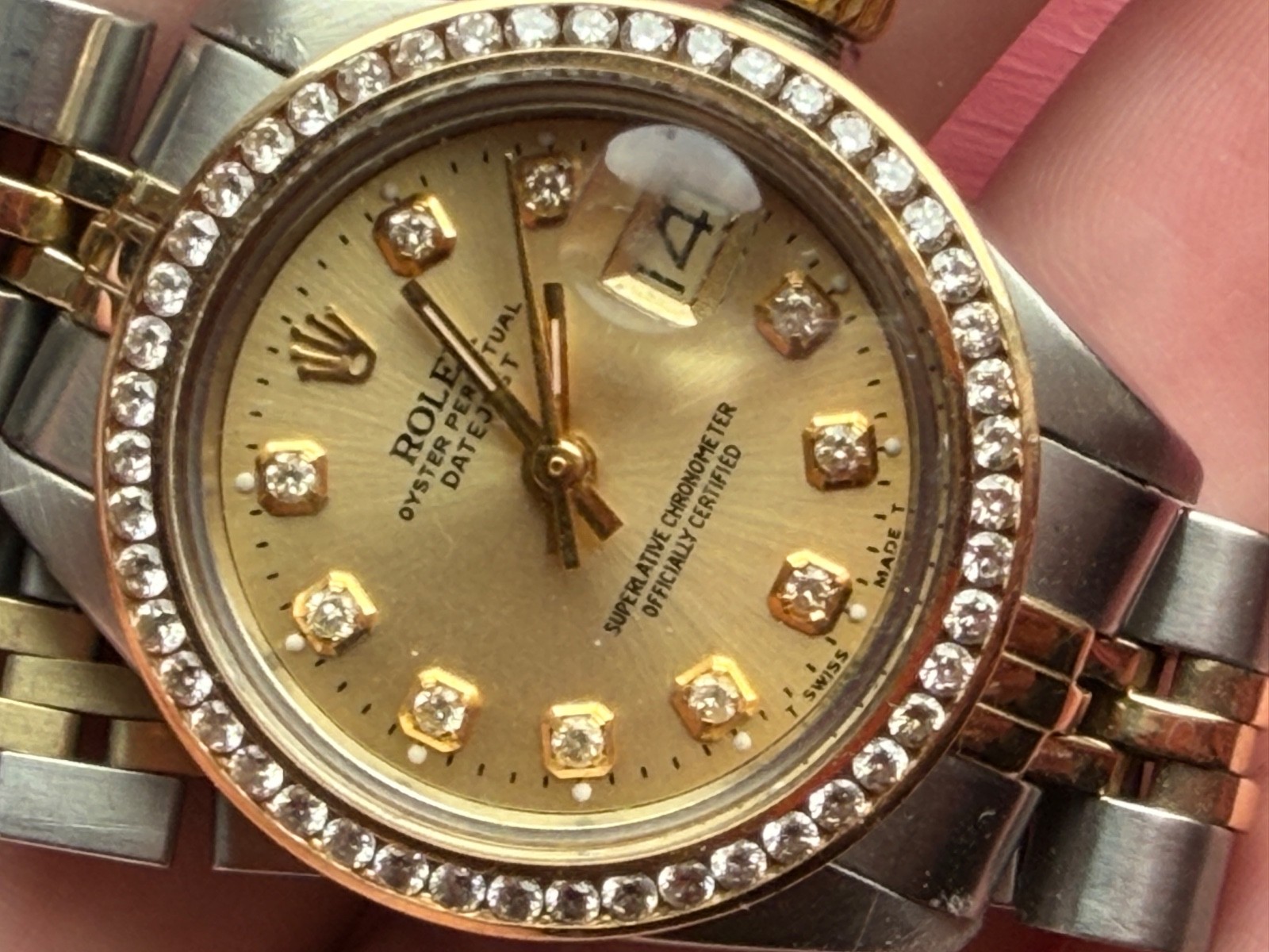 Lady’s Rolex Jubilee Champagne Dial Diamond Bezel 90s Lady’s Rolex Jubilee Champagne Dial Diamond Bezel 90s
