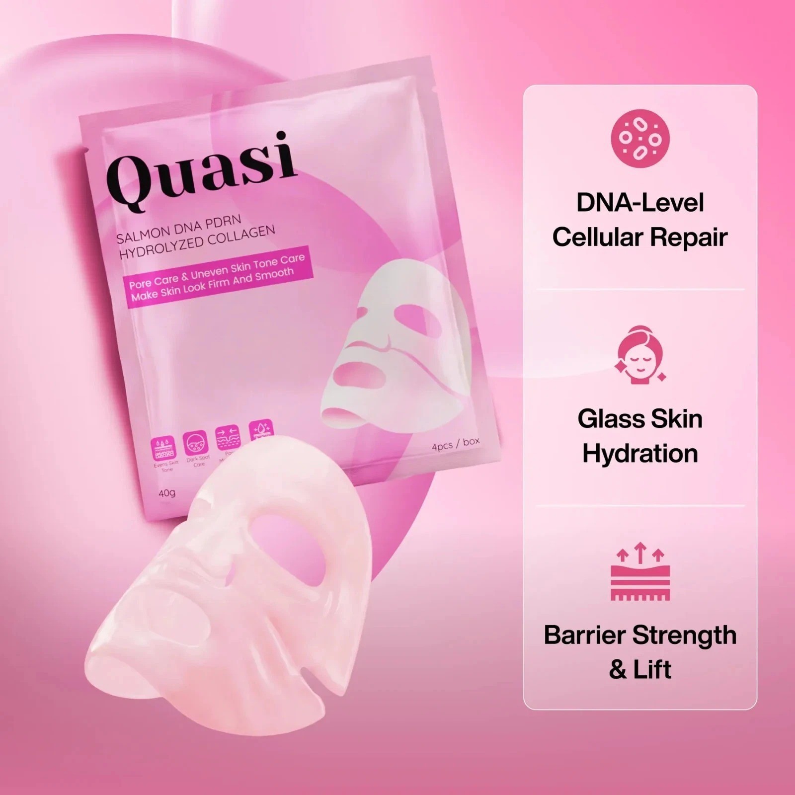 Quasi Salmon DNA PDRN Hydrolyzed Collagen Gel Mask Sheet 4pcs 40g