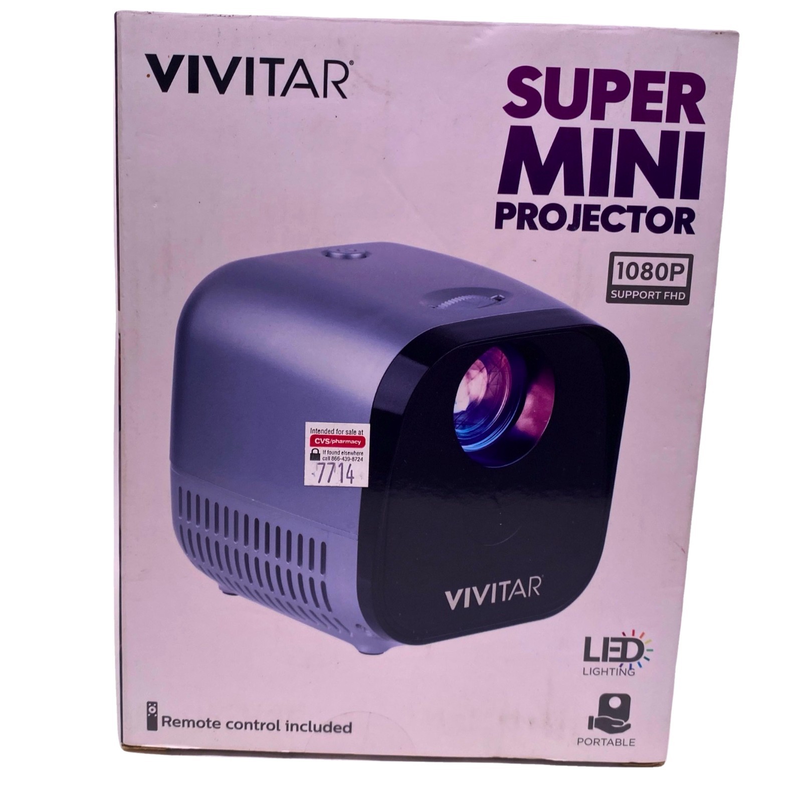 Vivitar Super Mini Projector 1080P  Support LED Portable Remote Control 1 Pack