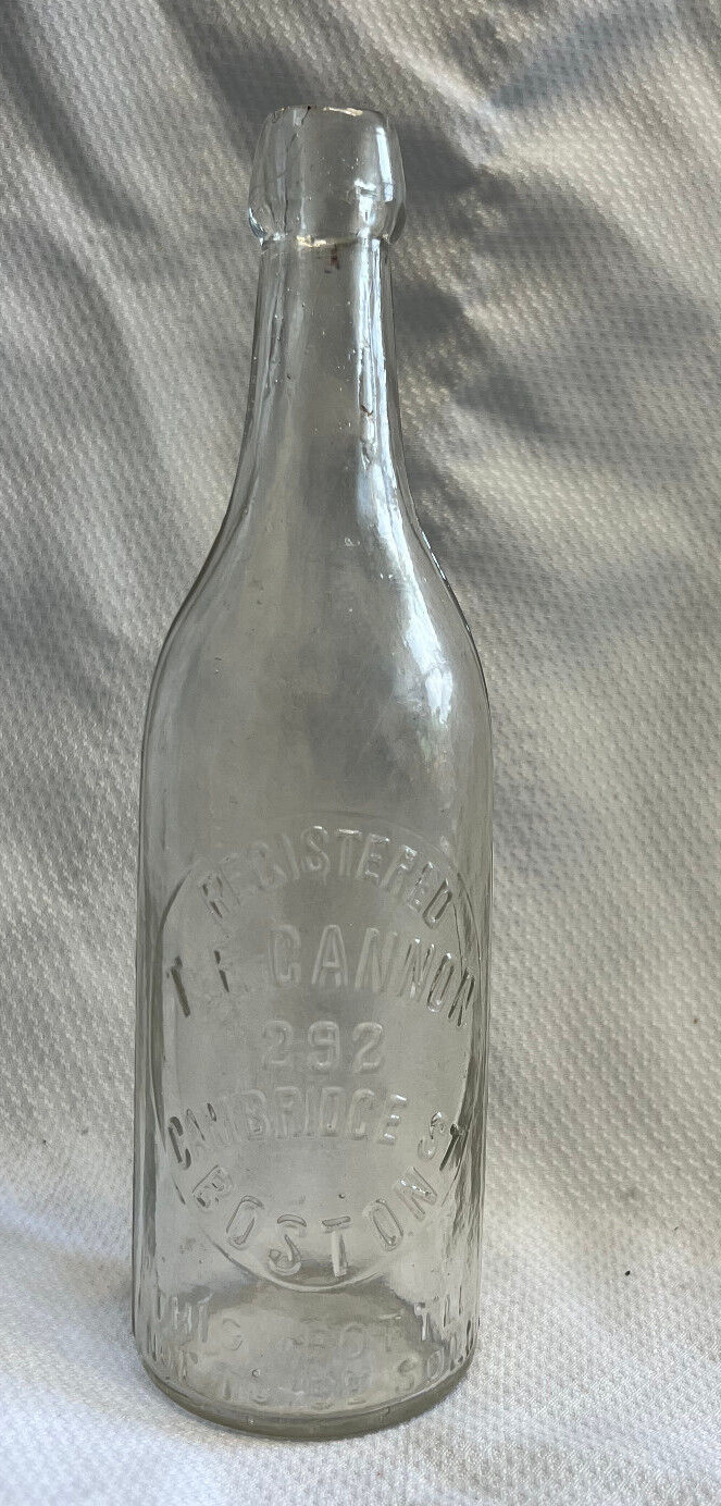 Antique T.F. Cannon Soda Beer Bottle Clear Glass 292 Cambridge St Boston Antique T.F. Cannon Soda Beer Bottle Clear Glass 292 Cambridge St Boston
