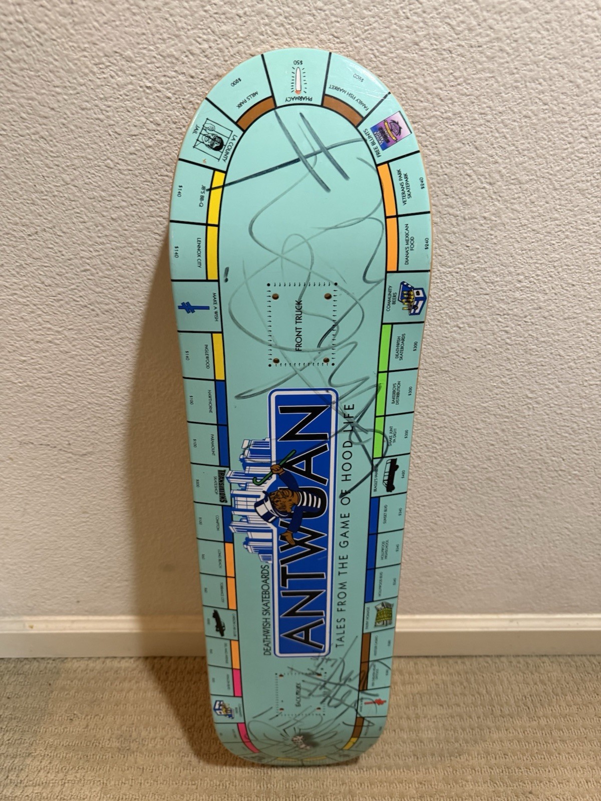 antwuan dixon skateboard deck Lizard King Death Wish Monopoly Signed 