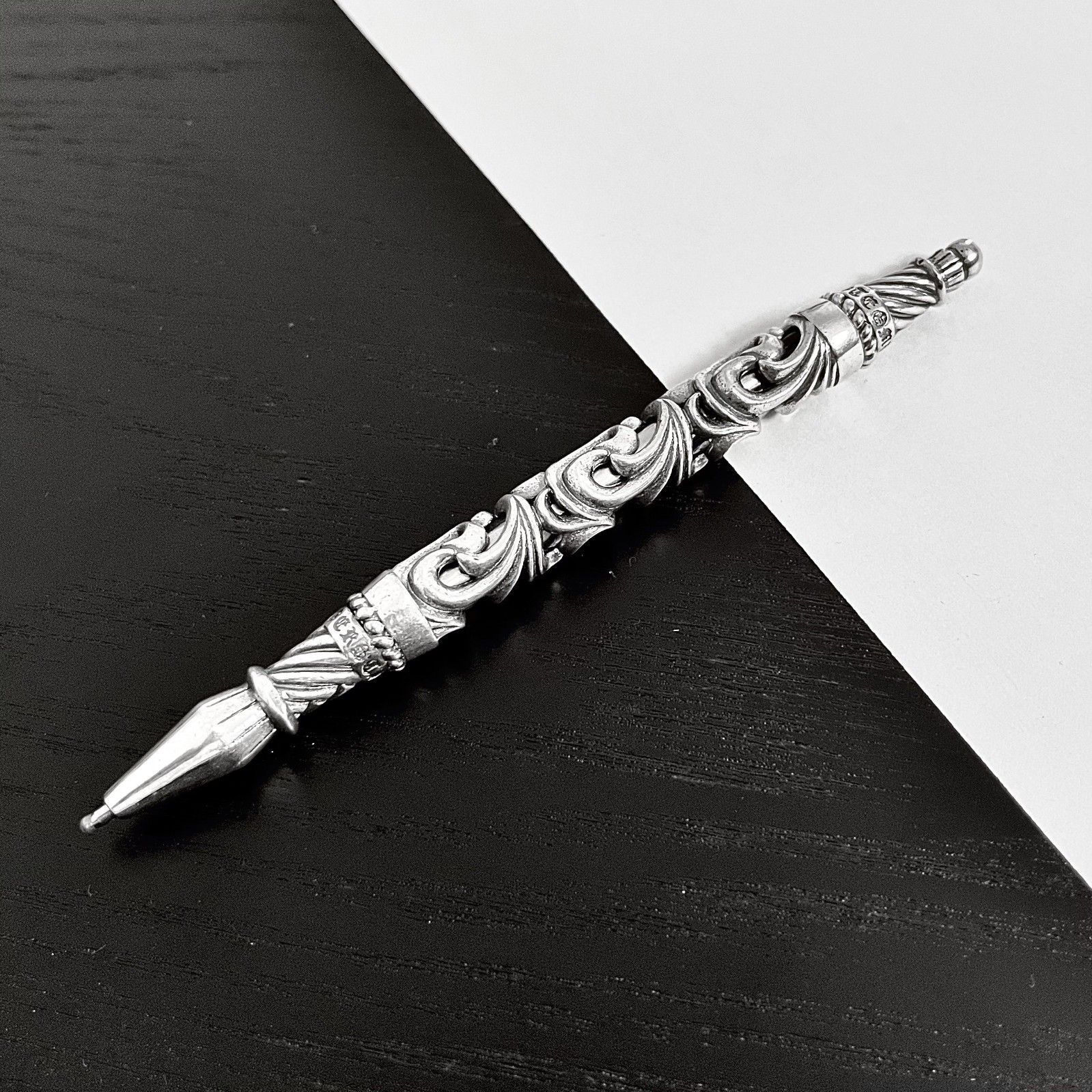 Chrome Hearts Style Ballpoint Pen Vintage Silver Cross Collectible Chrome Hearts Style Ballpoint Pen Vintage Silver Cross Collectible