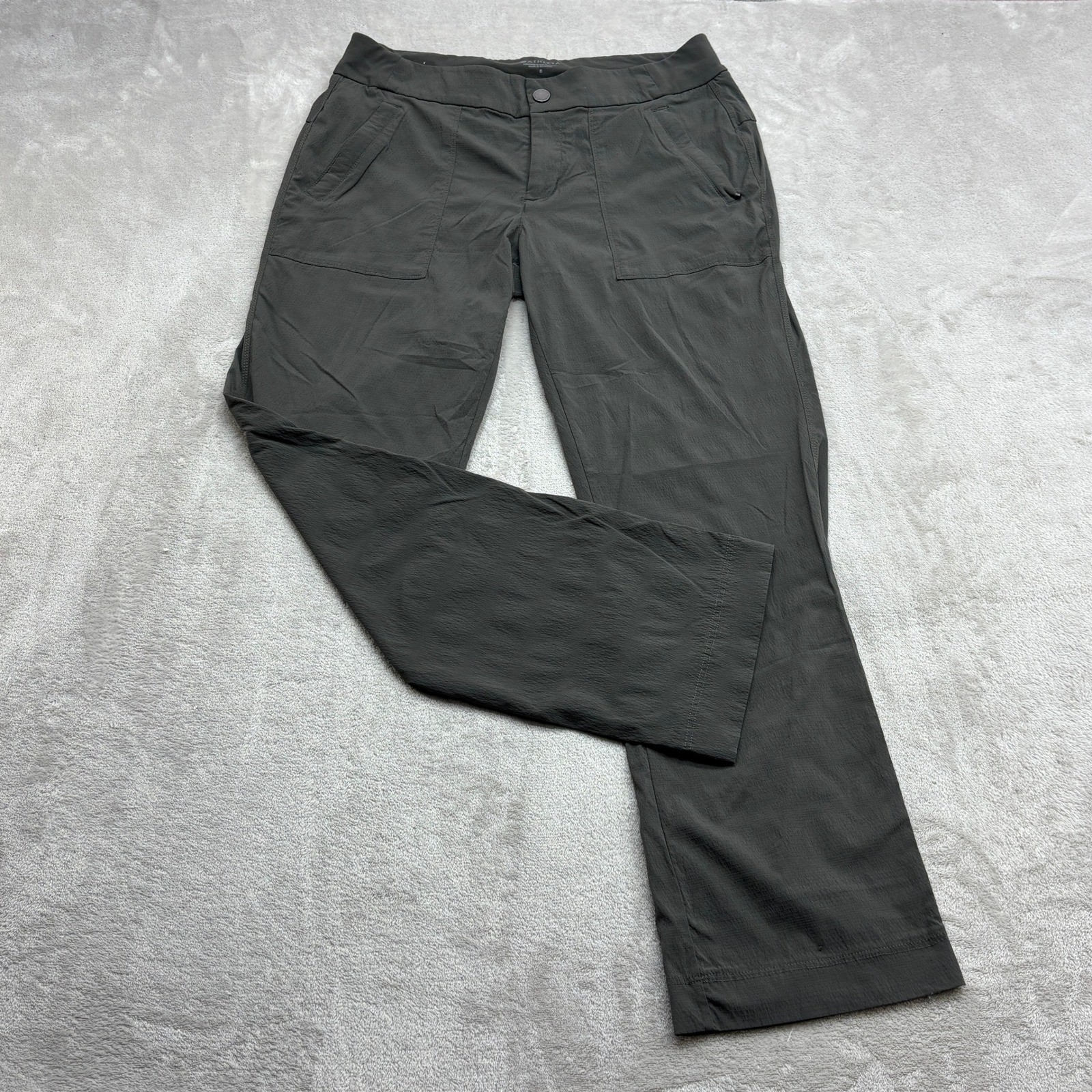 Athleta Trekkie North Straight Leg Pants Womens 8 Gray Hiking Outdoor Stretch