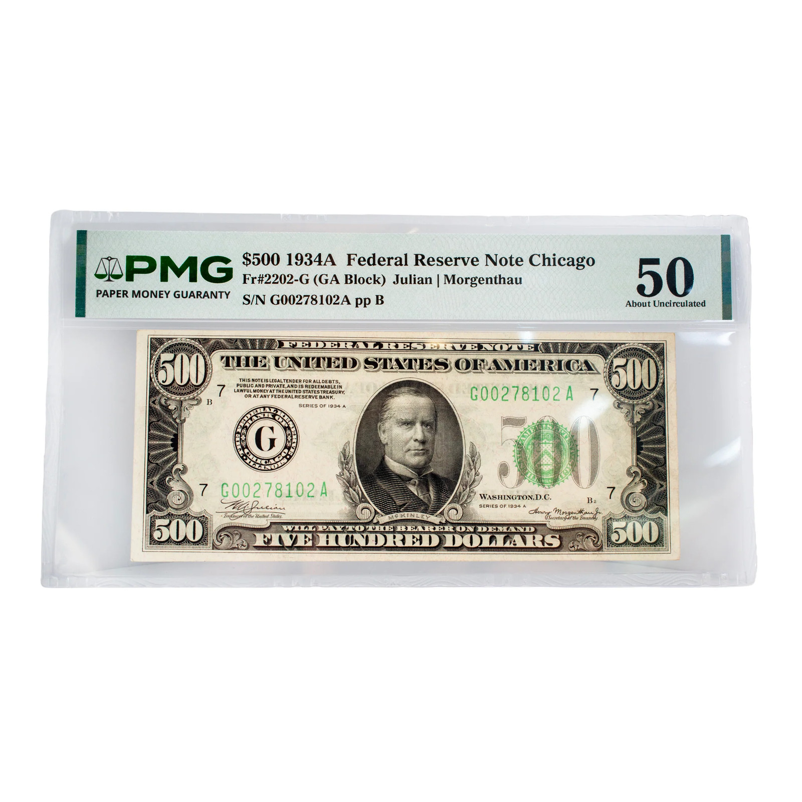 1934A Pmg 50 Chicago $500 Federal Reserve Paper Collectible Note 1934A Pmg 50 Chicago $500 Federal Reserve Paper Collectible Note