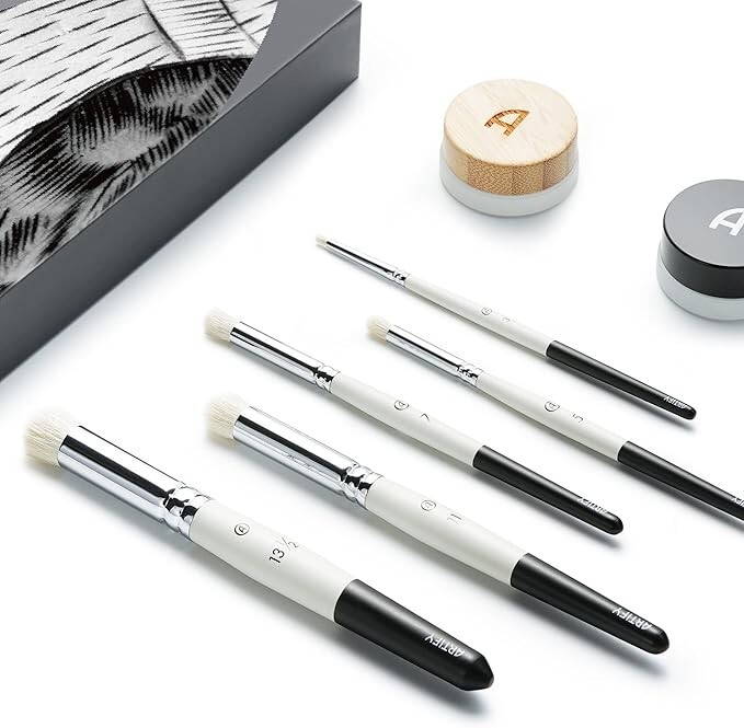 5 Pcs Dry Brush Set with Dampening Pad Brush Soap Miniature Model Artist ARTIFY