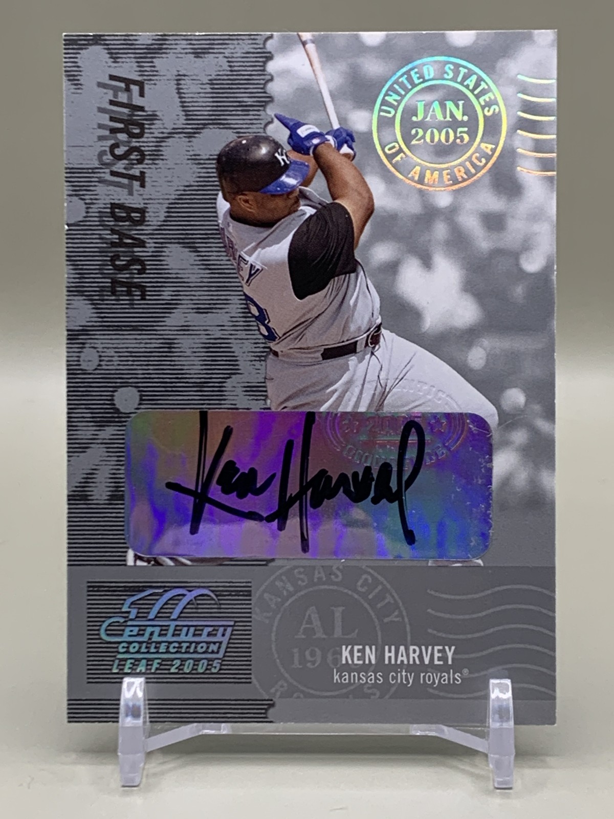 2005 Leaf Century Ken Harvey Signature Auto Silver /250 - Kansas City Royals