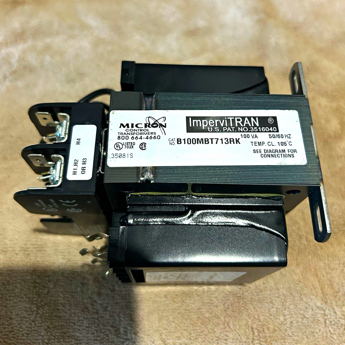 Micron ImperviTRAN Industrial Control Transformer 100VA 50/60Hz B100MBT713RK Micron ImperviTRAN Industrial Control Transformer 100VA 50/60Hz B100MBT713RK