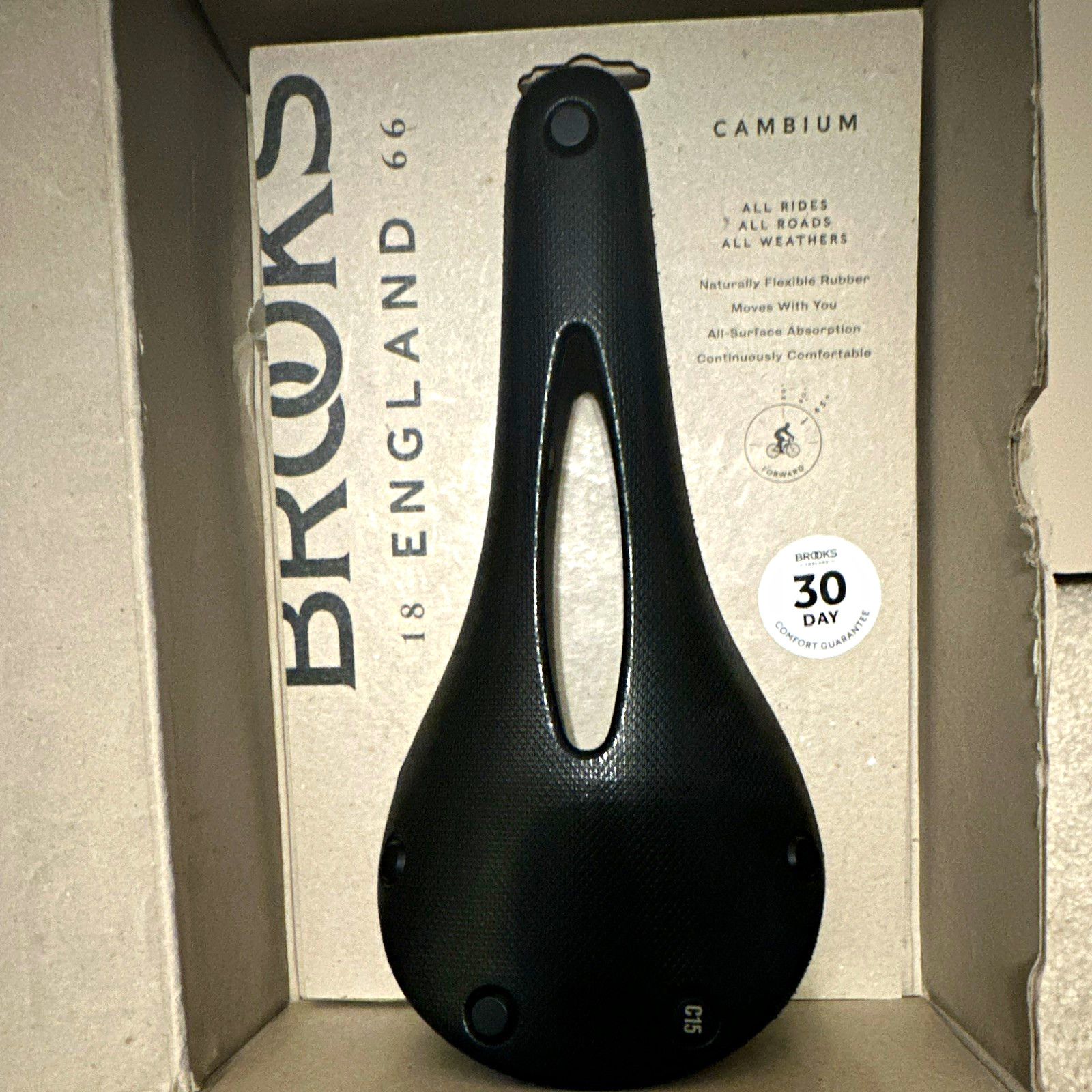 Brooks Cambium C15 Cutaway Bicycle Saddle Rubber Black Universal Fit